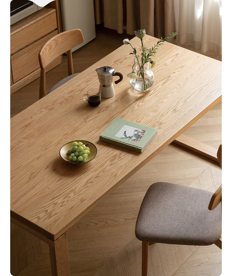 Solid Wood Dining Table - Beech & Oak Large Farmhouse Table for 8 - Perfect for Family Gatherings & Dinner Parties