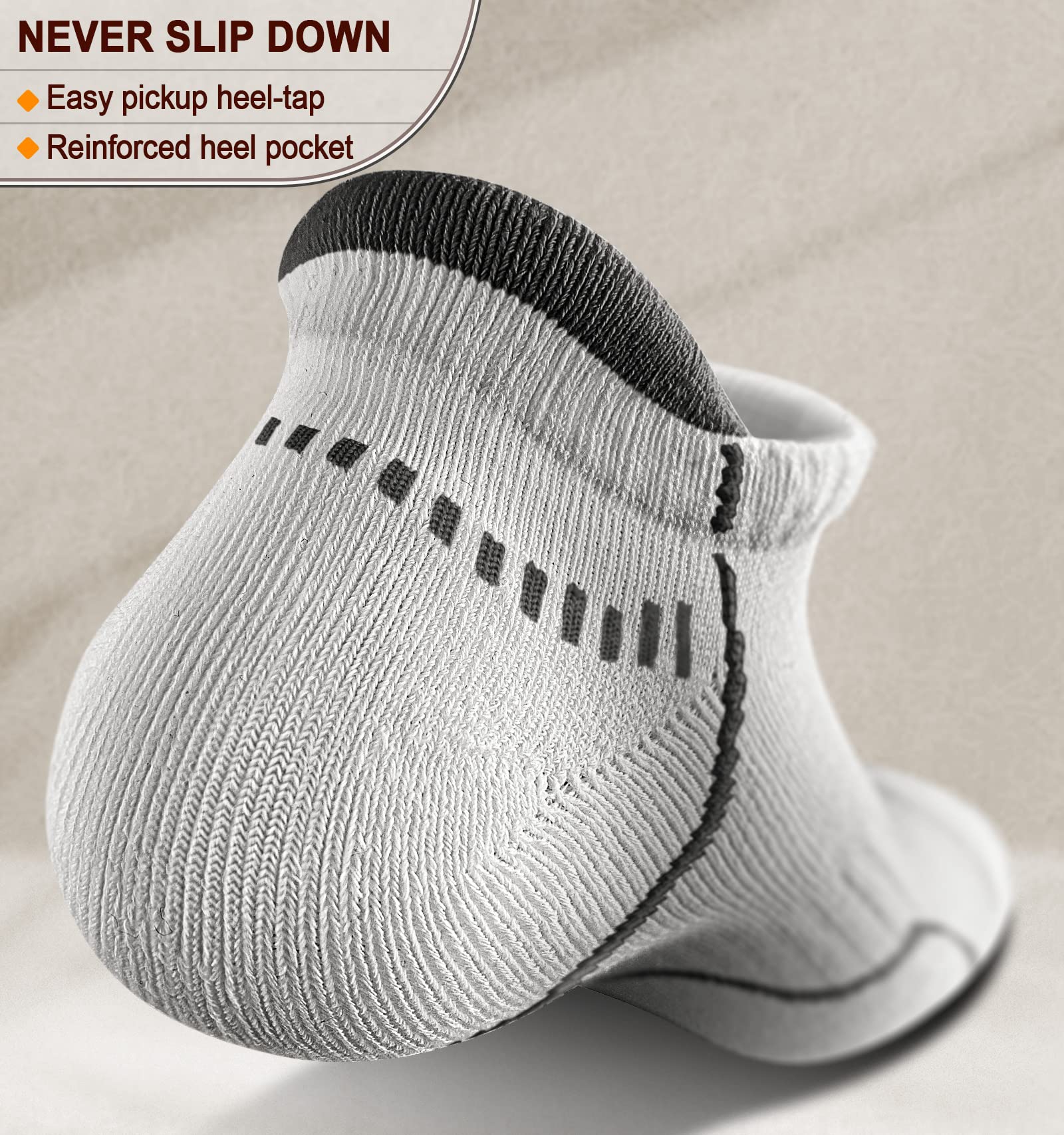 BULLIANT Women's Athletic Ankle Socks 6-Pack - No Show Cushioned for Running & Walking with Arch Support - Gym & Daily Wear