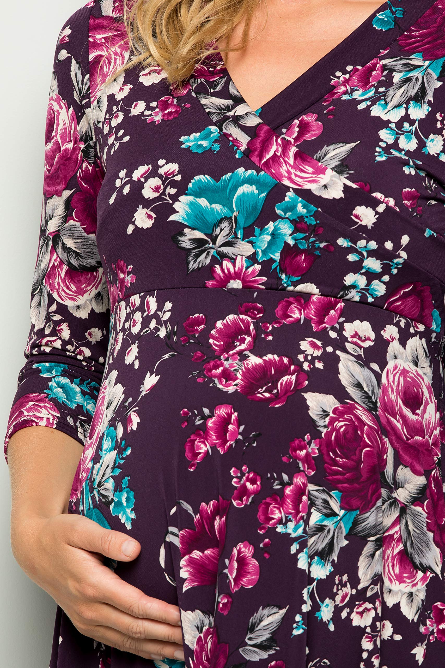 Floral Maternity Dress for Women - Comfortable Pregnancy Clothes Made in USA - Perfect for Baby Showers, Maternity Photos & Everyday Wear