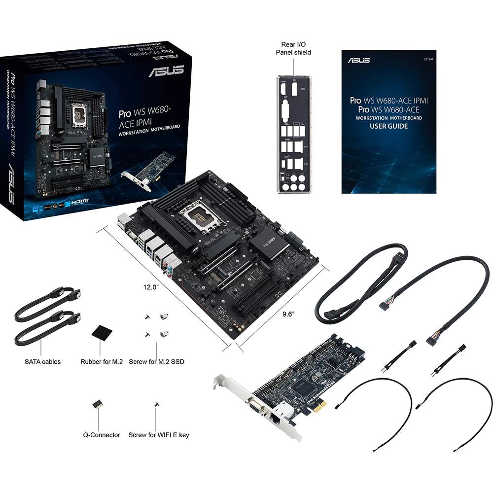 ASUS Pro WS W680-ACE IPMI Motherboard - Intel W680 Chipset, LGA 1700 Socket, DDR5 Support for Workstations & Servers | Ideal for Professional Content Creation, 3D Rendering & Data Centers