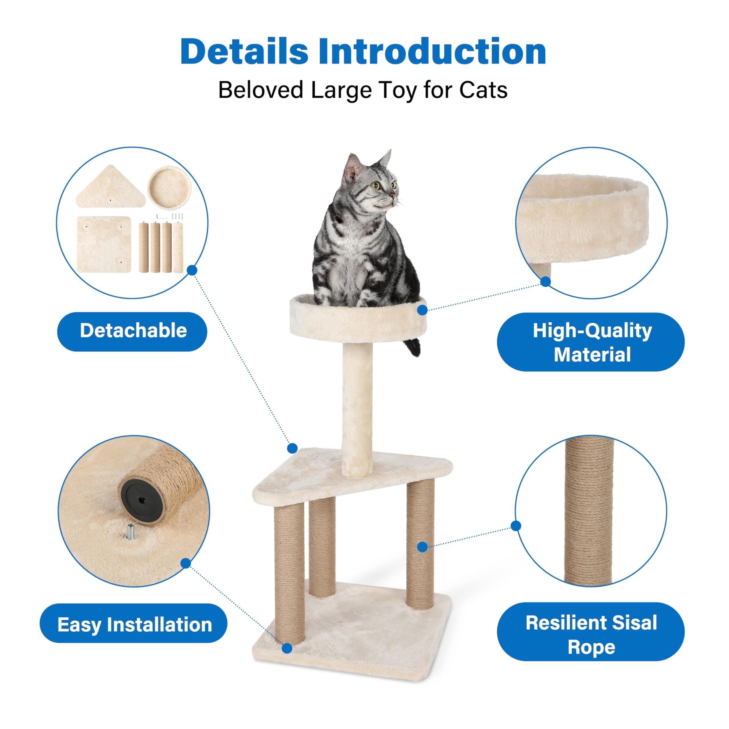31.8 Inch Cat Tree with Sisal Scratching Post & Plush Perches - Sturdy Cat Tower for Indoor Cats, Furniture Protector (15.7