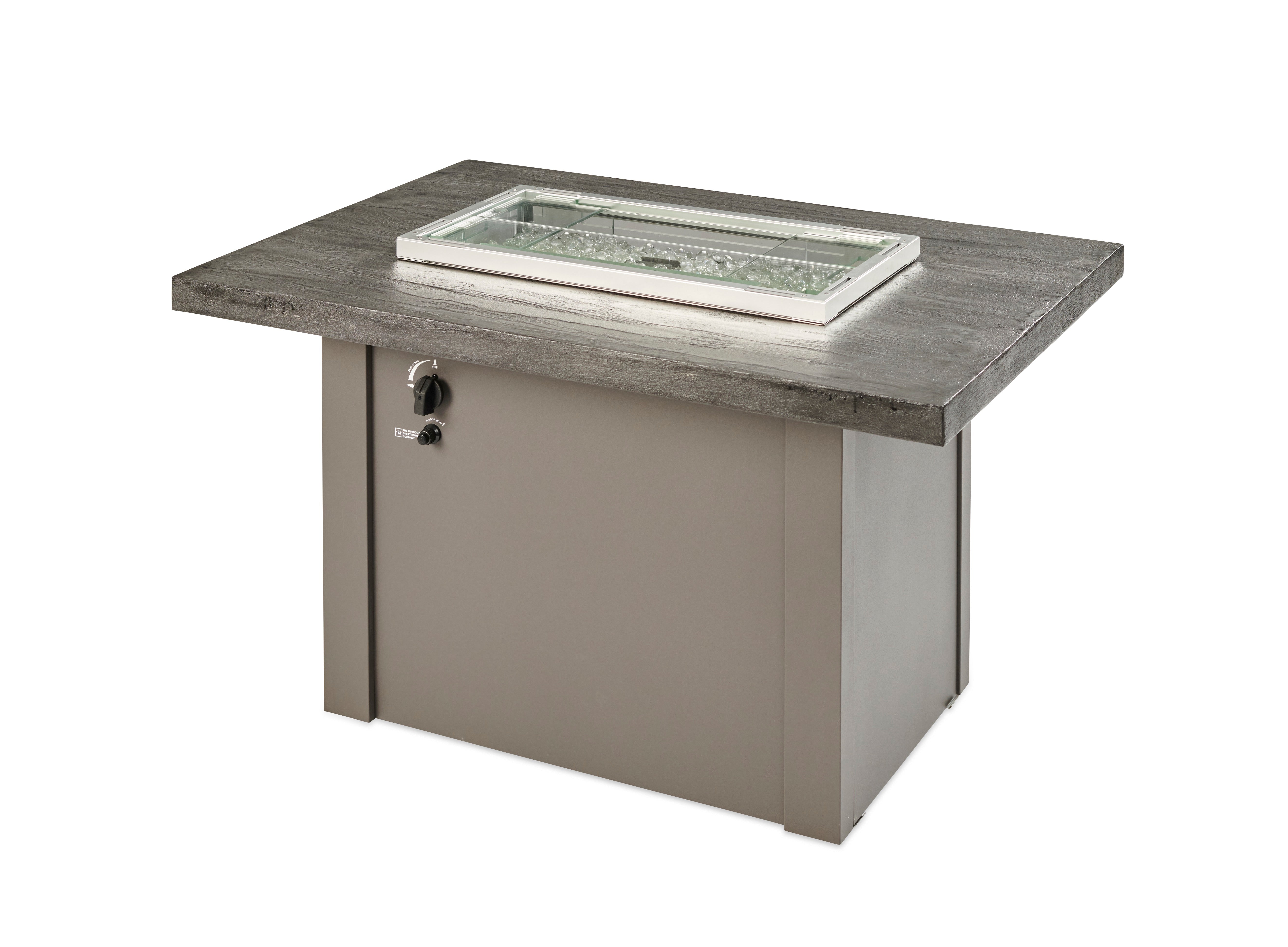 Havenwood 44 Inch Rectangular Gas Fire Pit Table with Stone Grey Everblend Top & 24