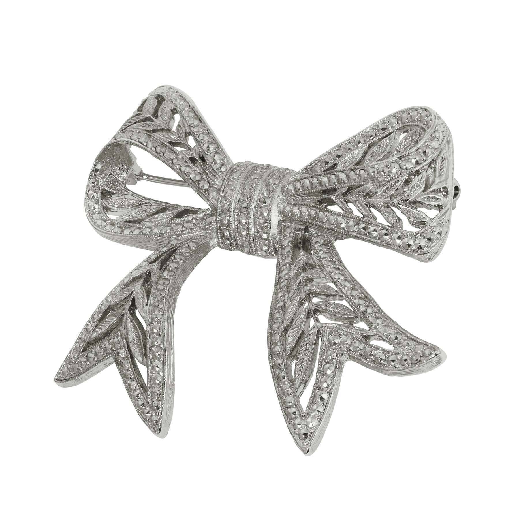 Vintage 1928 Art Deco Jewelry Bow Brooch Pin - Elegant Retro Accessory for Women's Dresses, Coats & Hats