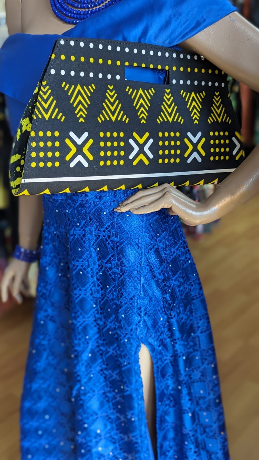Mika Mud Cloth Print Clutch Bag - Authentic African Handmade Purse for Women | Perfect for Evening Parties, Weddings & Special Occasions | DPPBMC53