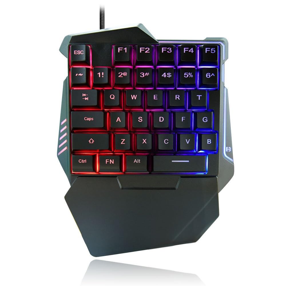 CICIGLOW One-Handed Gaming Keyboard - 35 Key RGB Backlit Mini Keypad, Silent Ergonomic Mechanical Keyboard for PC, Mac, Laptop - Perfect for FPS, MMO, MOBA Gaming & Office Work