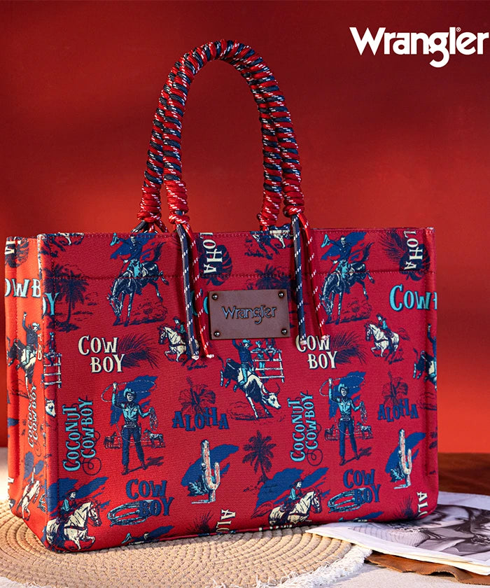 Wrangler Cowboy Print Tote Bag - Stylish Western Design for Women & Men - Perfect for Shopping, Travel & Outdoor Adventures