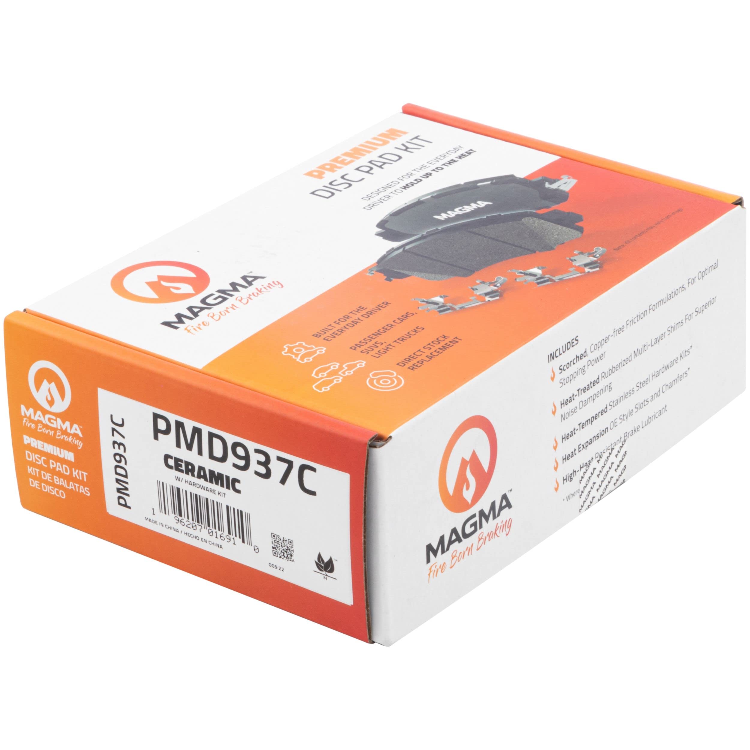 Premium MAGMA PMD937C Ceramic Brake Pads for Front Wheels - High-Performance, Low Dust, Quiet Braking for Cars, Trucks & SUVs - Perfect for Daily Commuting & Highway Driving