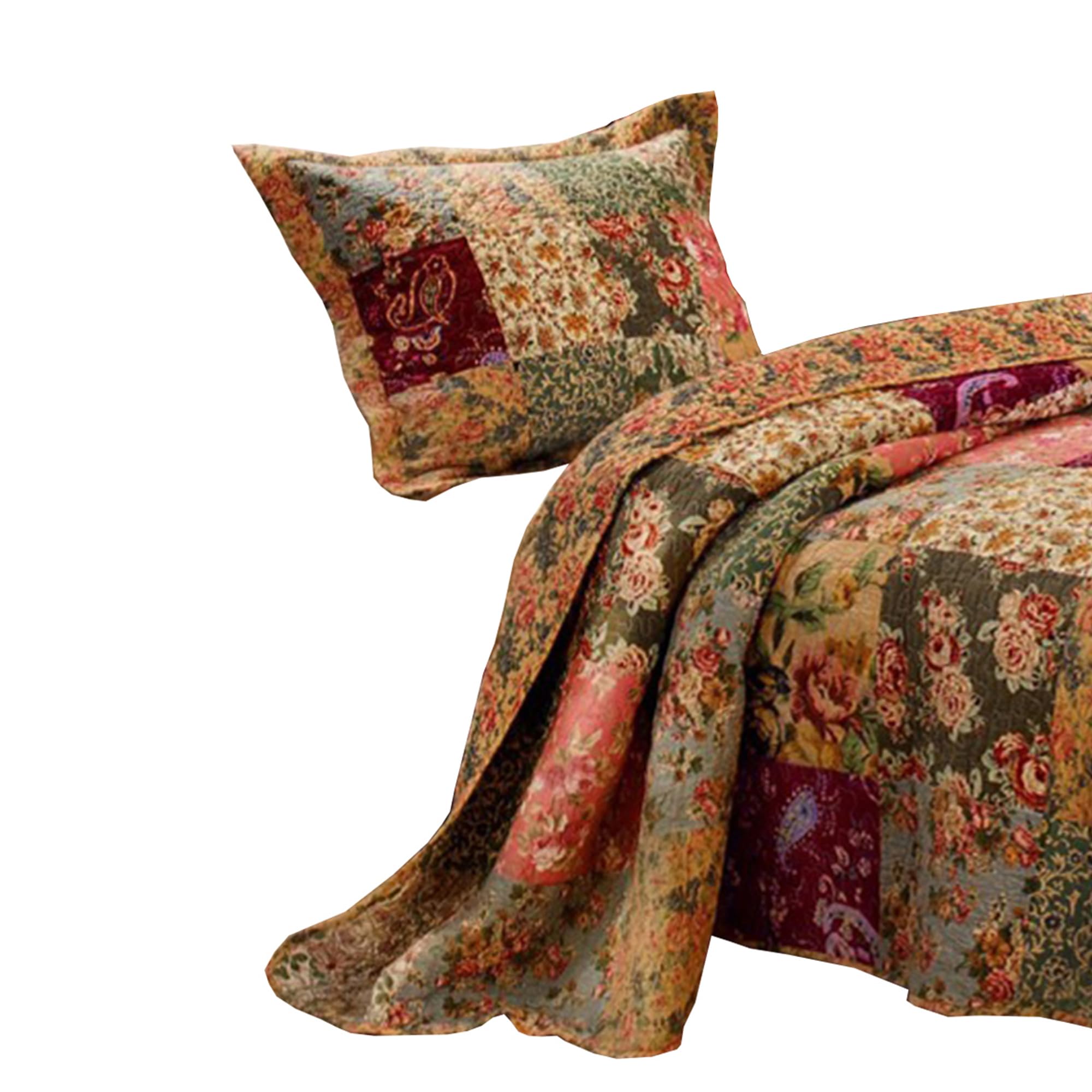 Benjara Kamet 2-Piece Twin Size Floral Printed Bedspread Set - Soft Fabric Bedding for Girls Room, Dorm Decor & Guest Bedroom