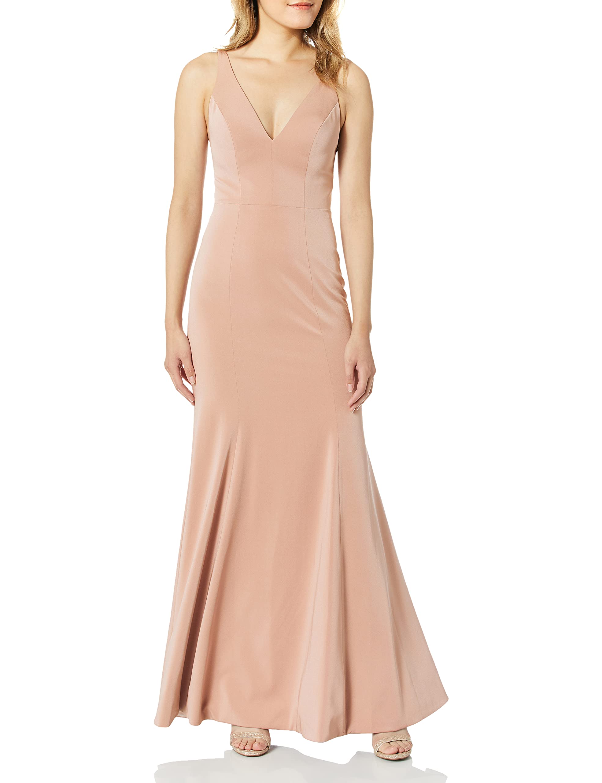Jenny Yoo Women's Jade V-Neck Long Crepe Gown - Elegant Formal Dress for Weddings, Prom & Evening Events