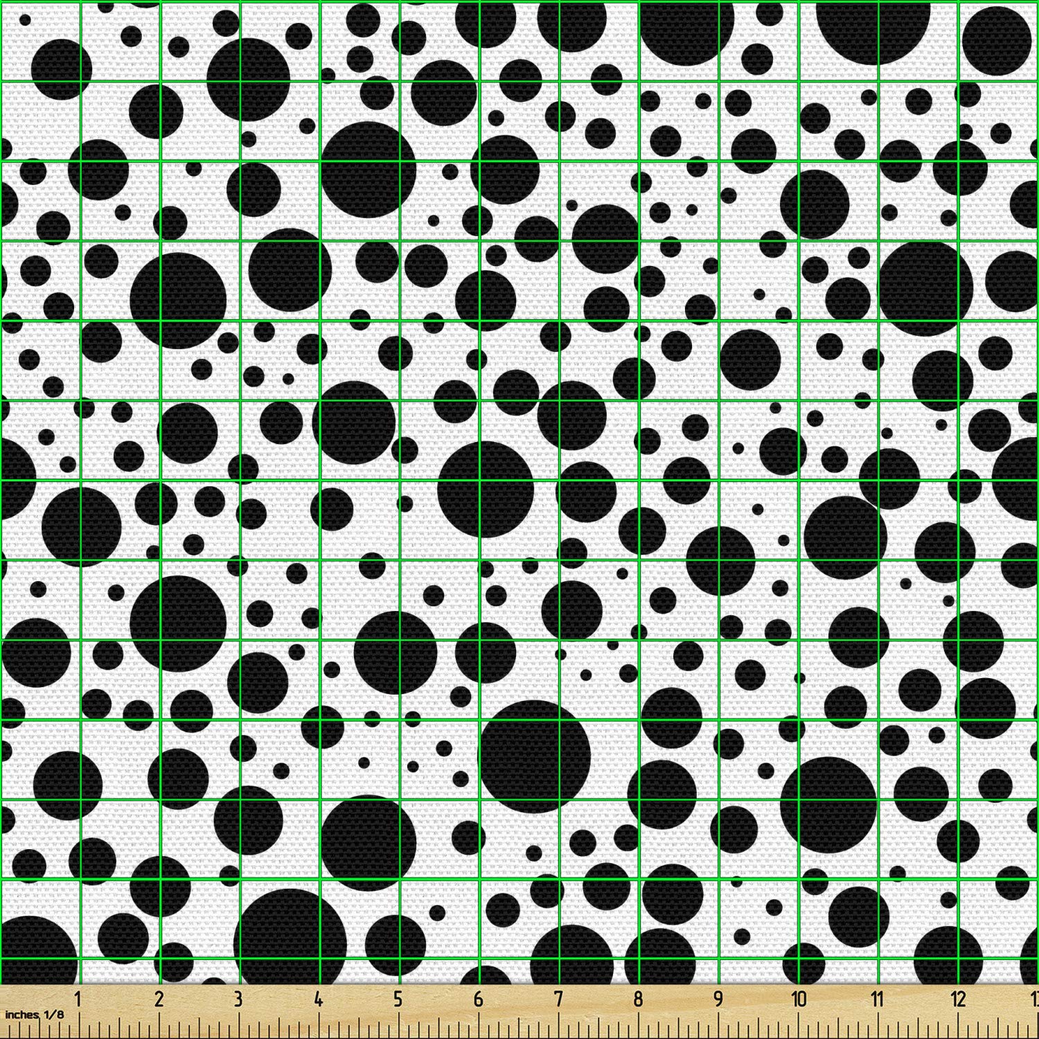 Ambesonne Black and White Dot Fabric by The Yard - 5 Yards of Upholstery Material for Sofa, Curtains & Home Decor | Modern Bubble Pattern Decorative Fabric for Living Room, Bedroom & DIY Projects