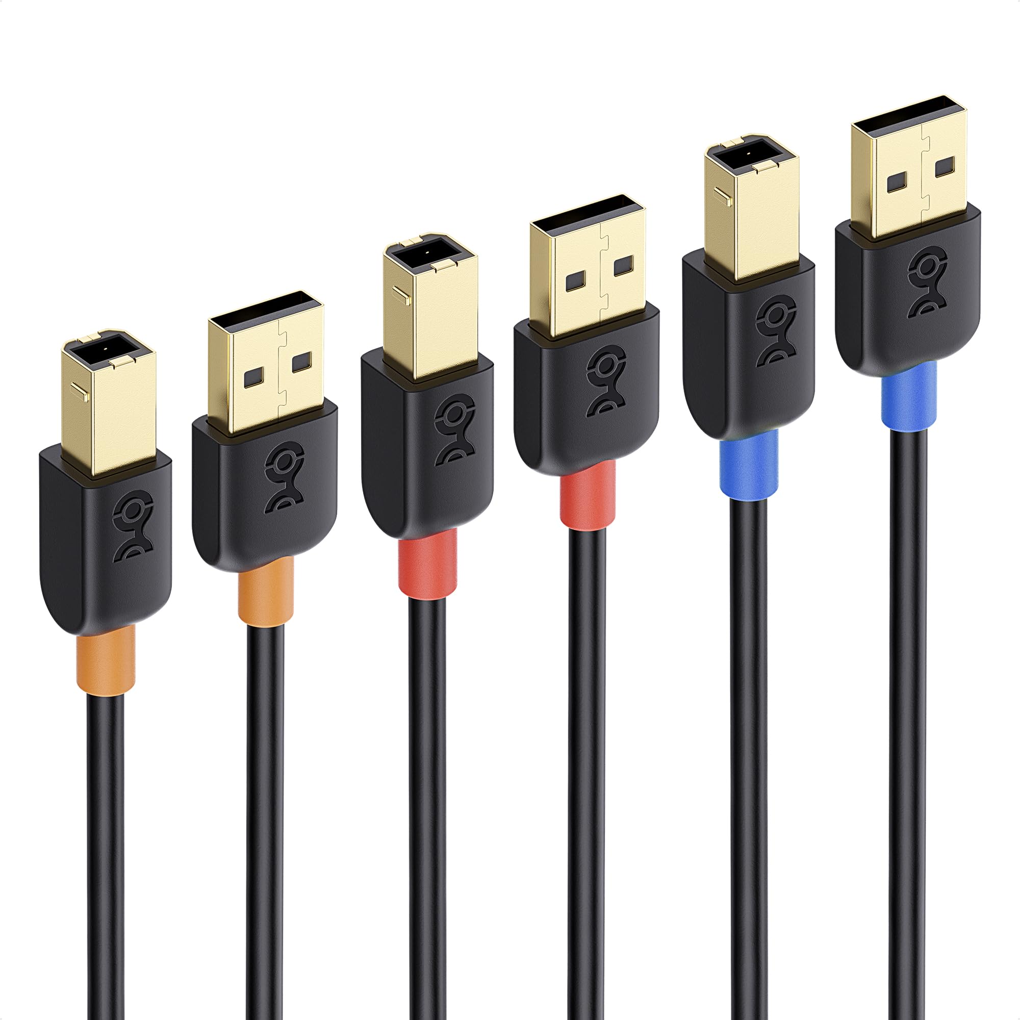 Cable Matters 3-Pack 3ft USB A to B Cable - High-Speed Printer Cable for HP, Epson, Canon Printers | Compatible with External Hard Drives, Audio Interfaces, Scanners & MIDI Devices | Durable Black USB 2.0 Cable for Home Office & Studio Setup