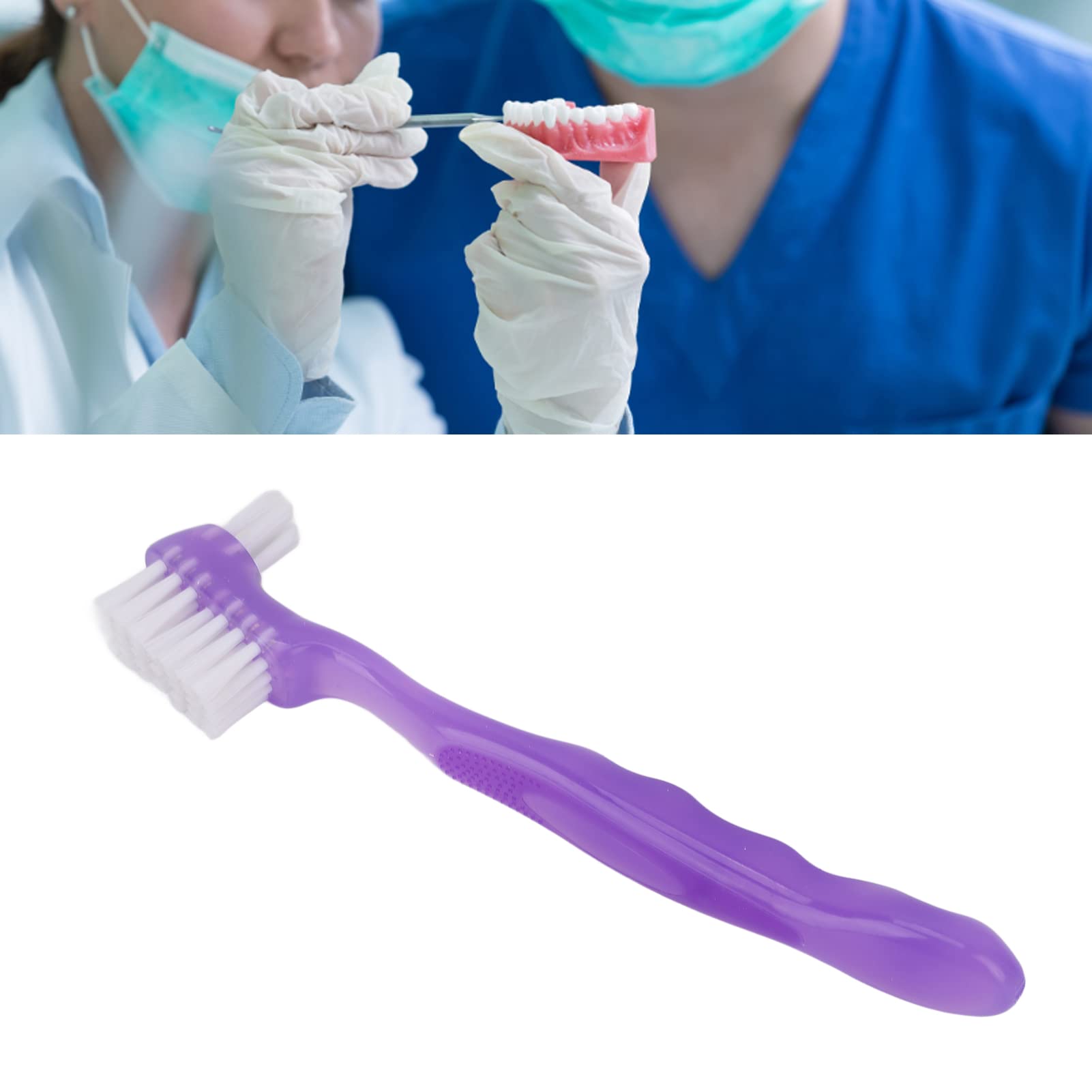 Pavv Denture Brush - Double Sided Soft Bristle False Teeth Cleaner for Elderly | Home & Travel Oral Care Essential | Perfect for Denture Cleaning and Maintenance