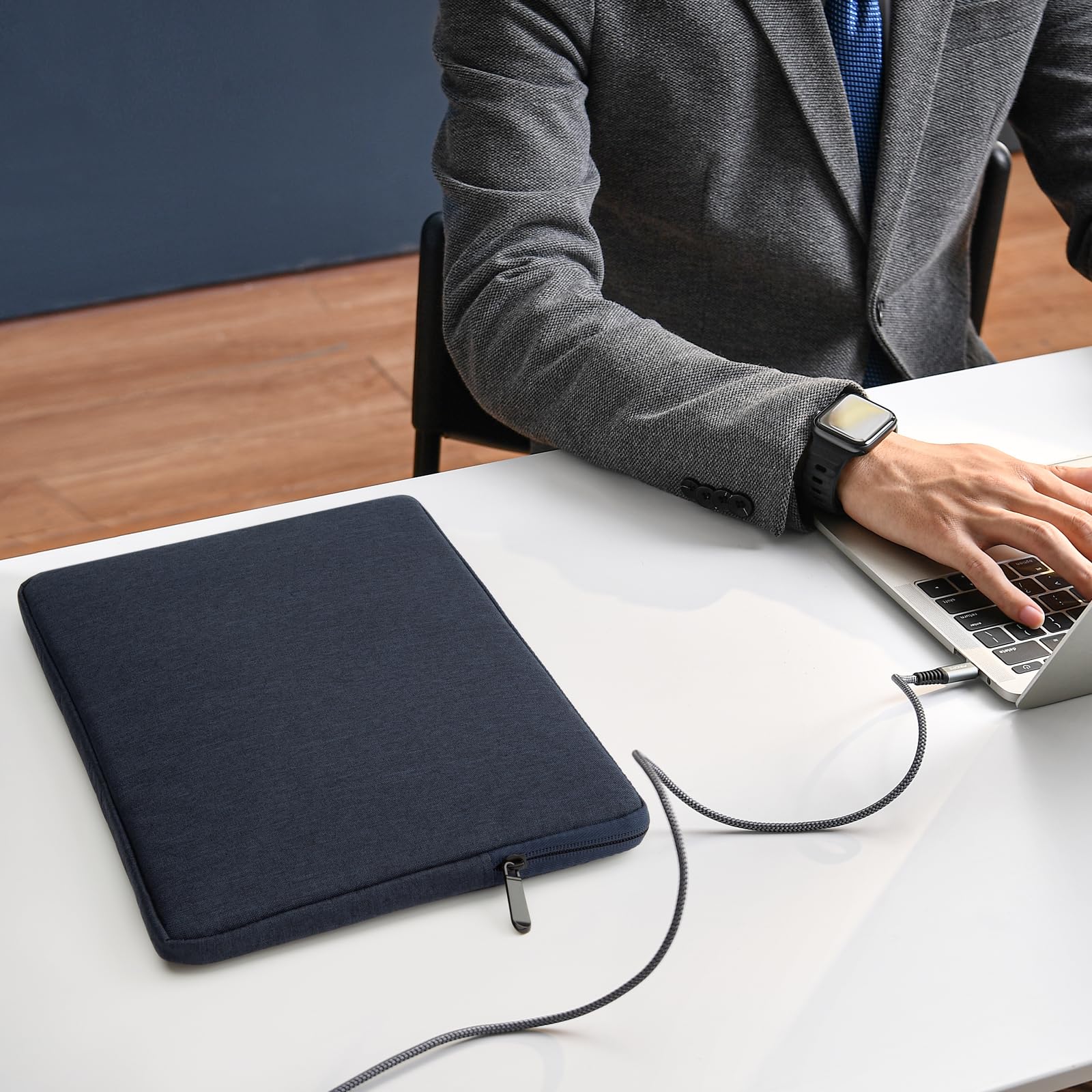 15 Inch Laptop Sleeve Case for MacBook Pro A1707/1990 - Protective Bag with Front Pocket & Handle, Compatible with Touch Bar Notebook - Perfect for Travel, Office & School Use
