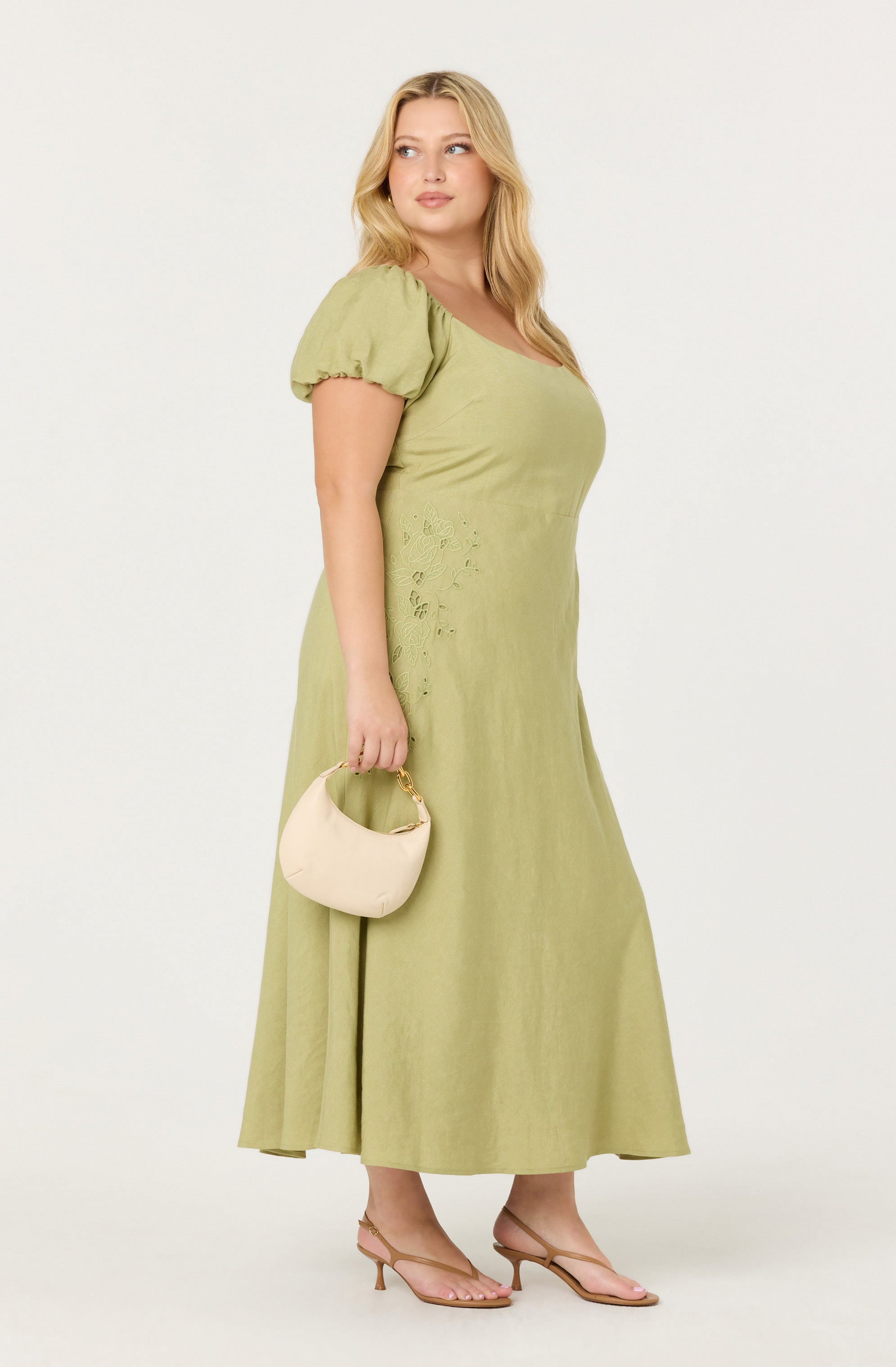 Leocadia Embroidered Puff Sleeve Dress for Women - Floral Summer Maxi Dress with Ruffle Hem | Perfect for Beach Vacation, Wedding Guest & Date Night Outfits
