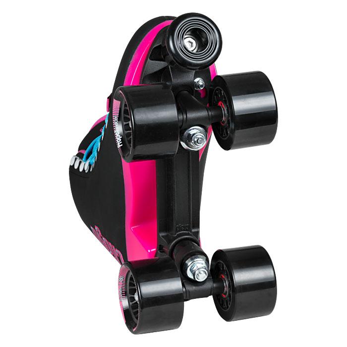 Chaya Melrose Black & Pink Roller Skates for Women - Quad Outdoor Skates with Lightweight Aluminum Plate - Perfect for Rink, Park & Street Skating
