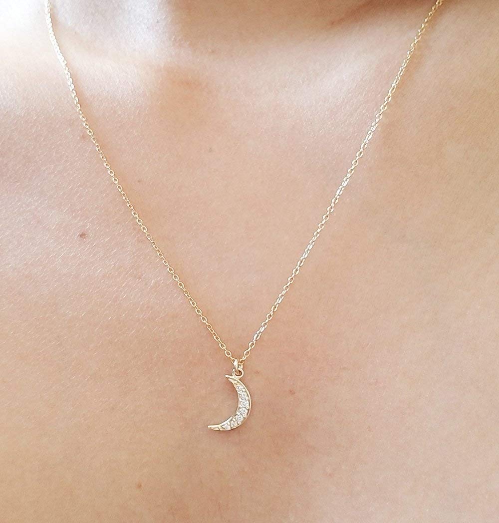 14K Gold Diamond Moon Necklace for Women - Dainty & Elegant Moon Pendant Jewelry - Perfect for Gifts, Anniversaries, and Everyday Wear