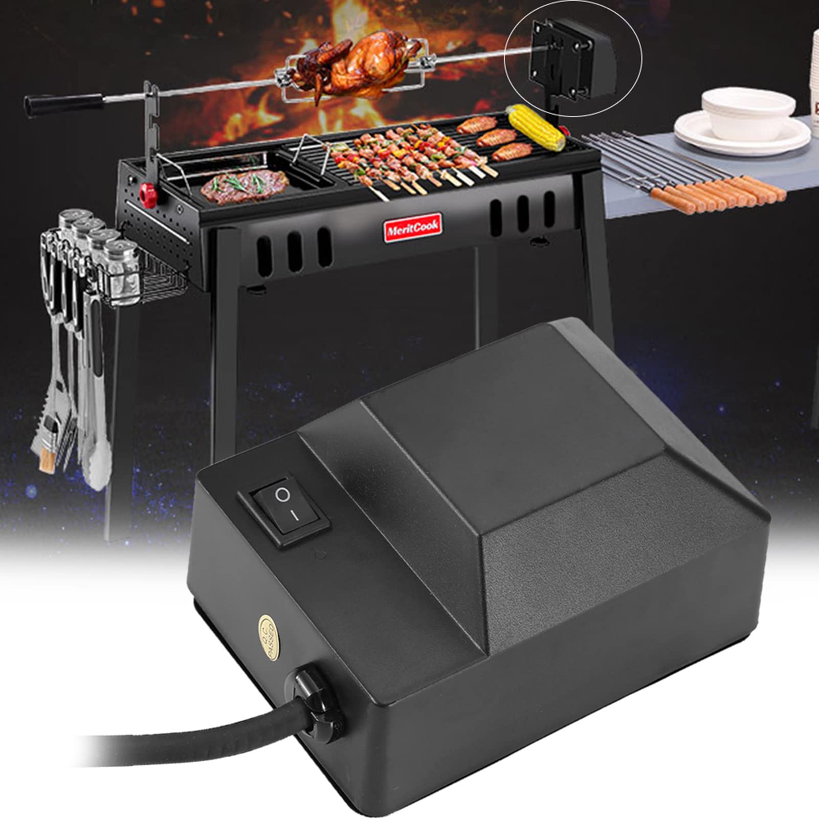 Stainless Steel BBQ Grill Motor SP-P02 4W - Professional Barbecue Rotisserie Motor for Chicken, Pork, Goat - 220V Outdoor Cooking & Grilling Accessories for Backyard, Camping, and Parties