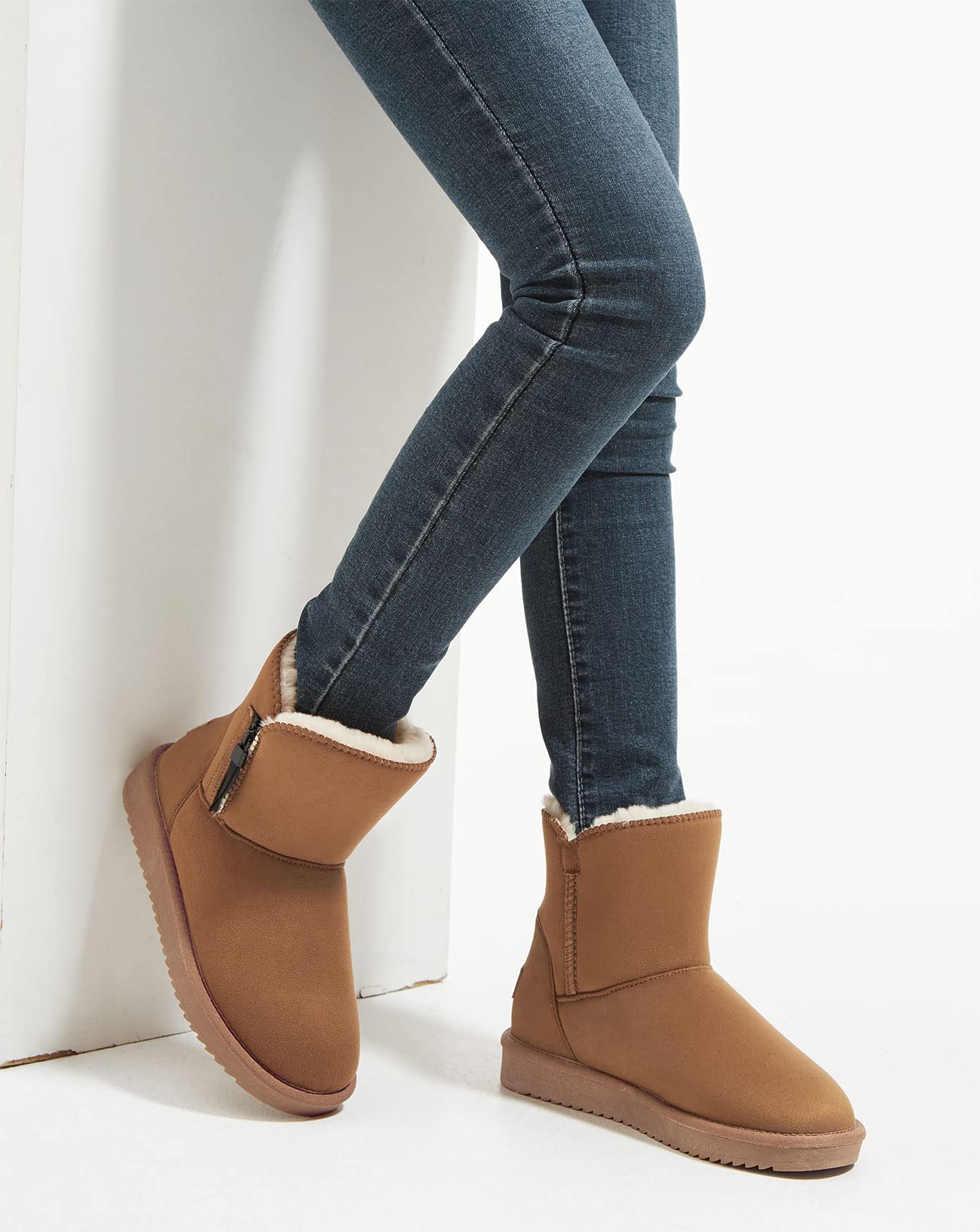 CAMEL CROWN Women's Winter Snow Boots - Waterproof Foldable Mid-Calf Boots with Fur Lining & Zipper, Warm Non-Slip House Slippers for Outdoor Activities, Hiking, and Cold Weather Commuting
