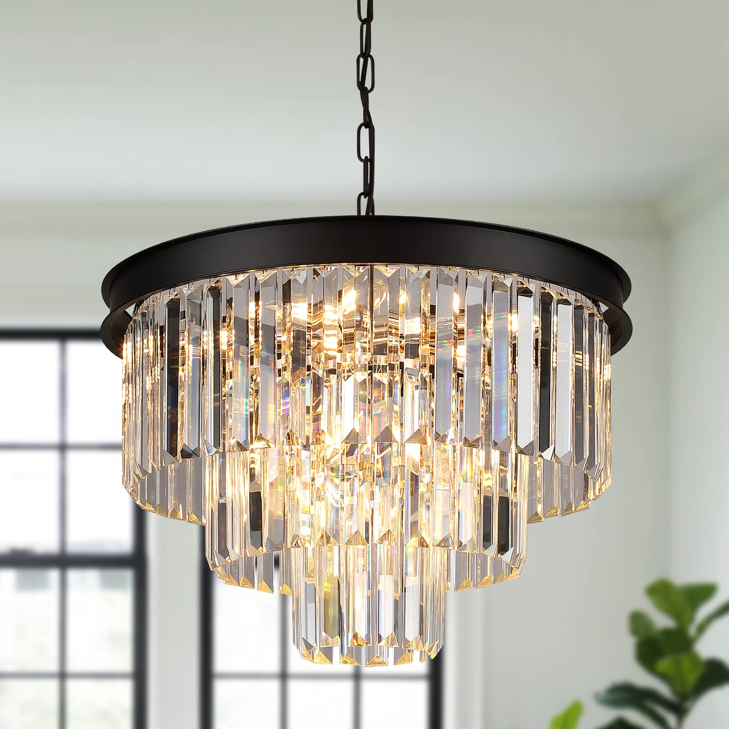 Modern Black Crystal Chandelier - 20