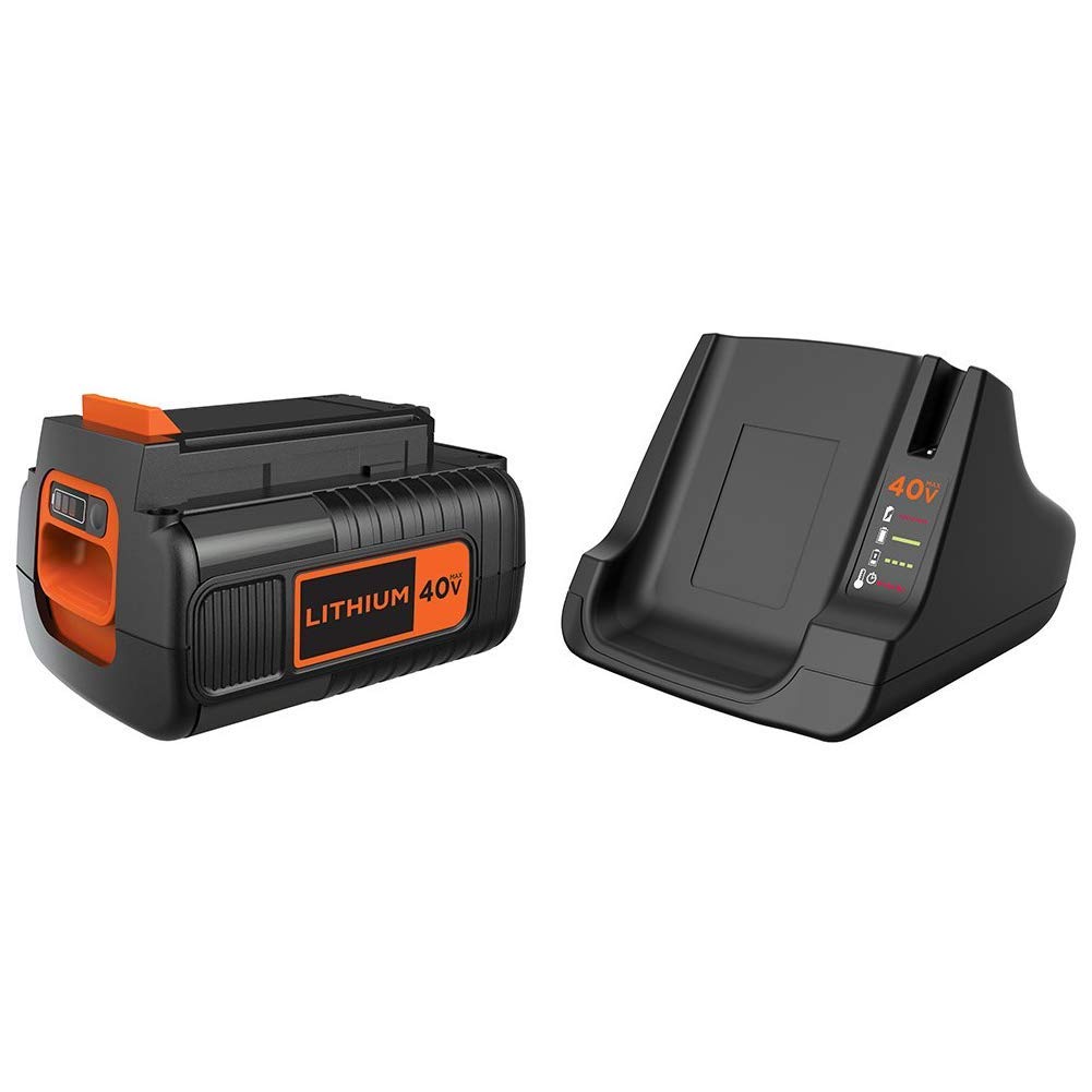 BLACK+DECKER 40V MAX Cordless Power Tool Battery with Fast Charger (LBX1540 & LCS40) - Compatible with Lawn Mower, String Trimmer & Leaf Blower for Outdoor Yard Work