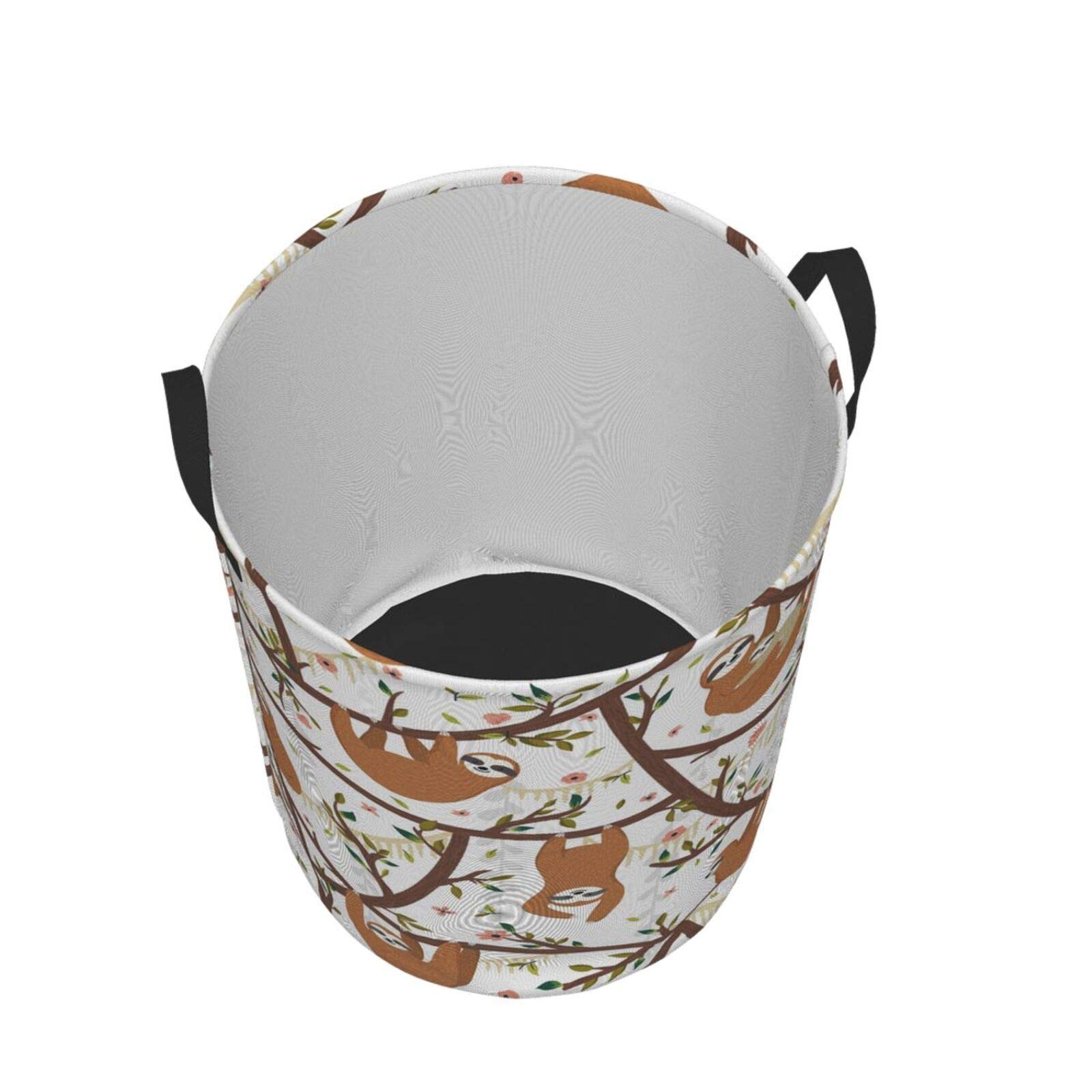 Cute Sloth Collapsible Laundry Basket with Handle - Waterproof Fabric Hamper for Clothes, Toys & Bathroom Storage - Foldable Organizer Bin for Dirty Laundry, Bedroom & Nursery (Perfect for Kids Room, Dorm or Small Spaces)