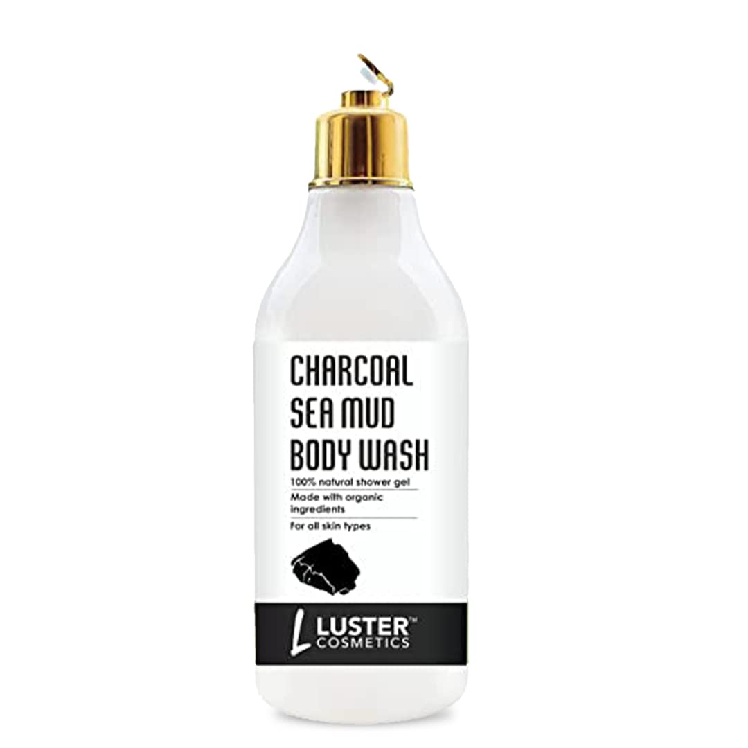 Luster Cosmetics Charcoal Sea Mud Body Wash - Deep Cleansing Shower Gel with Pure Carbon for All Skin Types | Paraben-Free 300ml | Detox & Refresh for Daily Skincare Routine