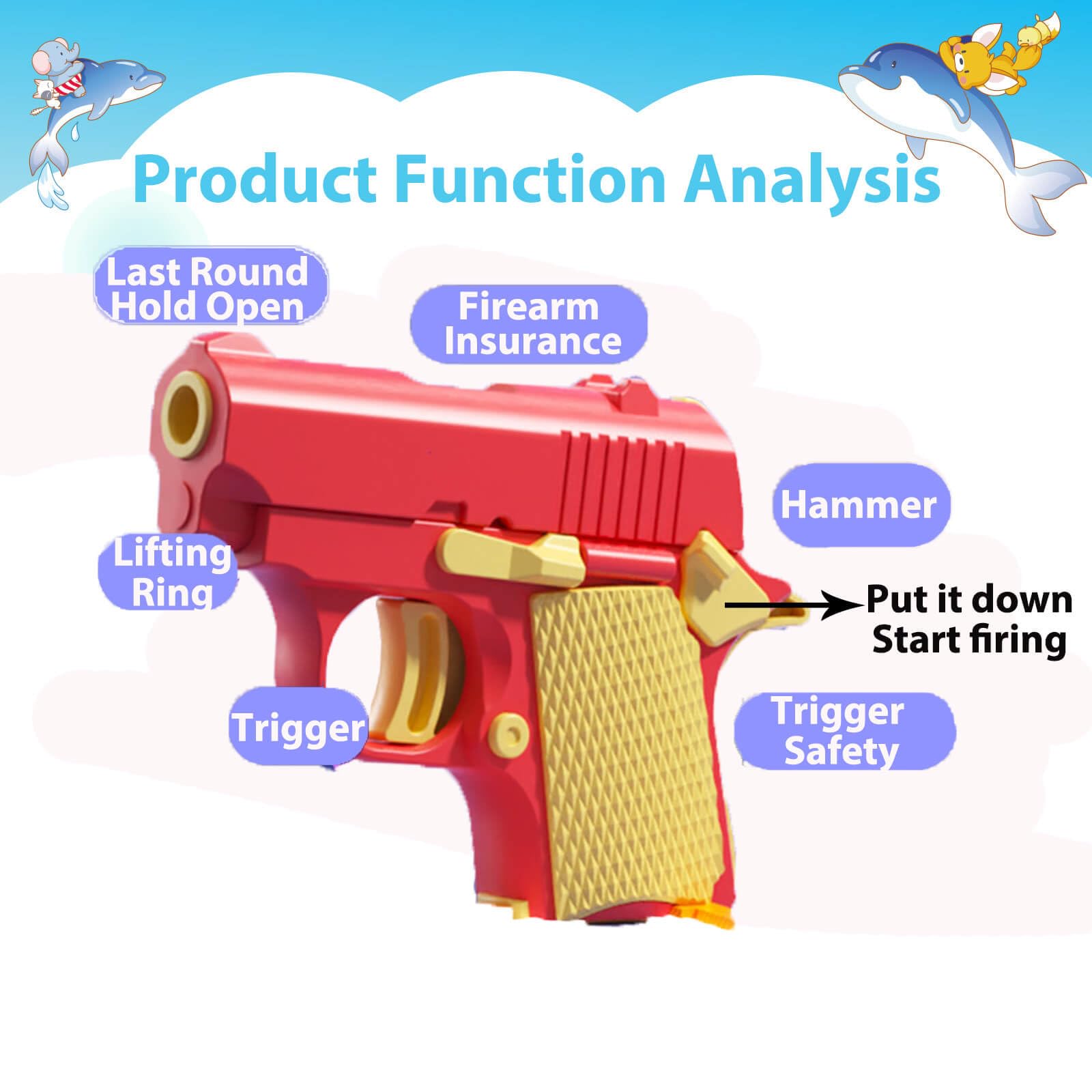 3D Gravity Mini 1911 Fidget Pistol Toy Set - Stress Relief Sensory Toys for Adults & Kids with ADHD & Anxiety - Perfect Office Desk Toy & Gift (4 Pack) - Great for Focus, Relaxation & Classroom Fidgeting