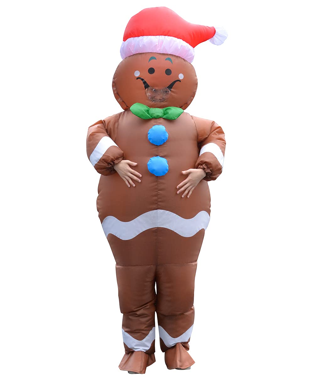 Unisex Inflatable Christmas Gingerbread Man Costume for Adults - Holiday Party Outfit, Christmas Cosplay, Festive Dress Up (Great for Christmas Parties, Office Events & Family Gatherings)