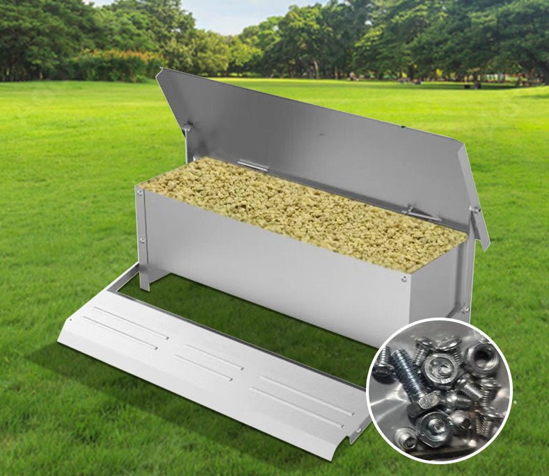 10KG Automatic Chicken Feeder with Pedal - Self-Opening Weatherproof Poultry Feeder for Hens & Ducks | Heavy Duty Metal Design for Outdoor Coops & Farms | Model S1227