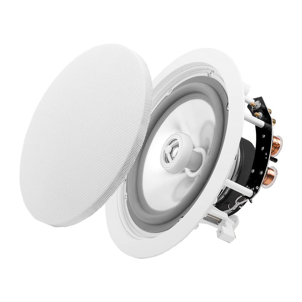 OSD Audio ICE840WRS 8 Inch Weatherproof Outdoor Ceiling Speakers with Aluminum Grill & Swivel Tweeter - 2 Pack for Patio, Pool Area, and Backyard Entertainment