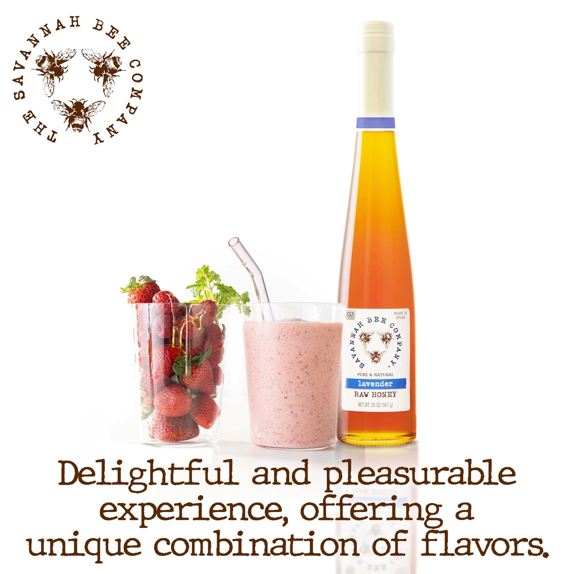 Savannah Bee Company Pure Natural Raw Honey - Unfiltered & Unprocessed | Perfect for Tea, Baking & Healthy Snacks