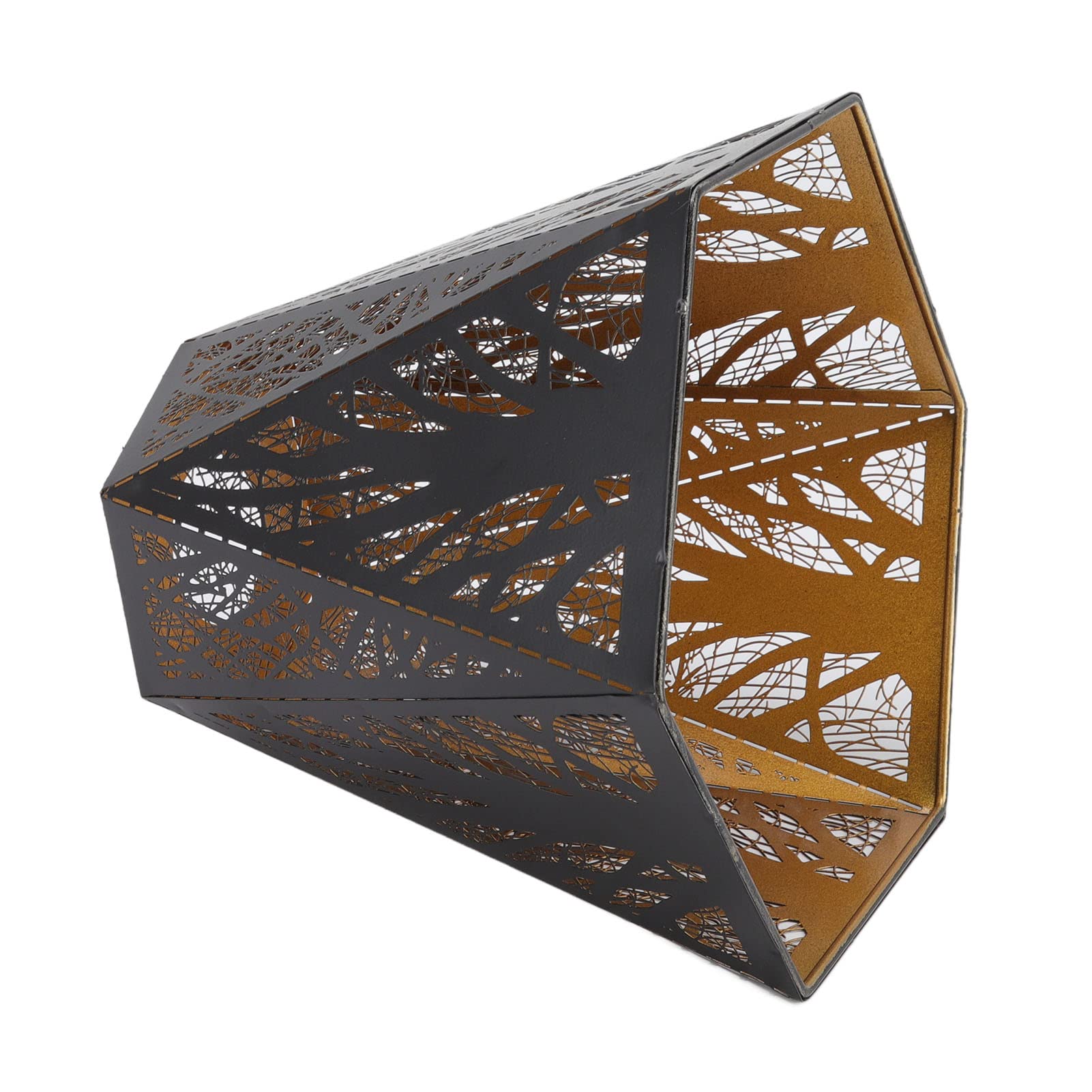 Pwshymi Modern Wrought Iron Black Metal Lamp Shade with Engraved Design - E26/E27 Bulb Compatible for Bedroom Nightstand, Living Room, Dining Room & Office Lighting Decor