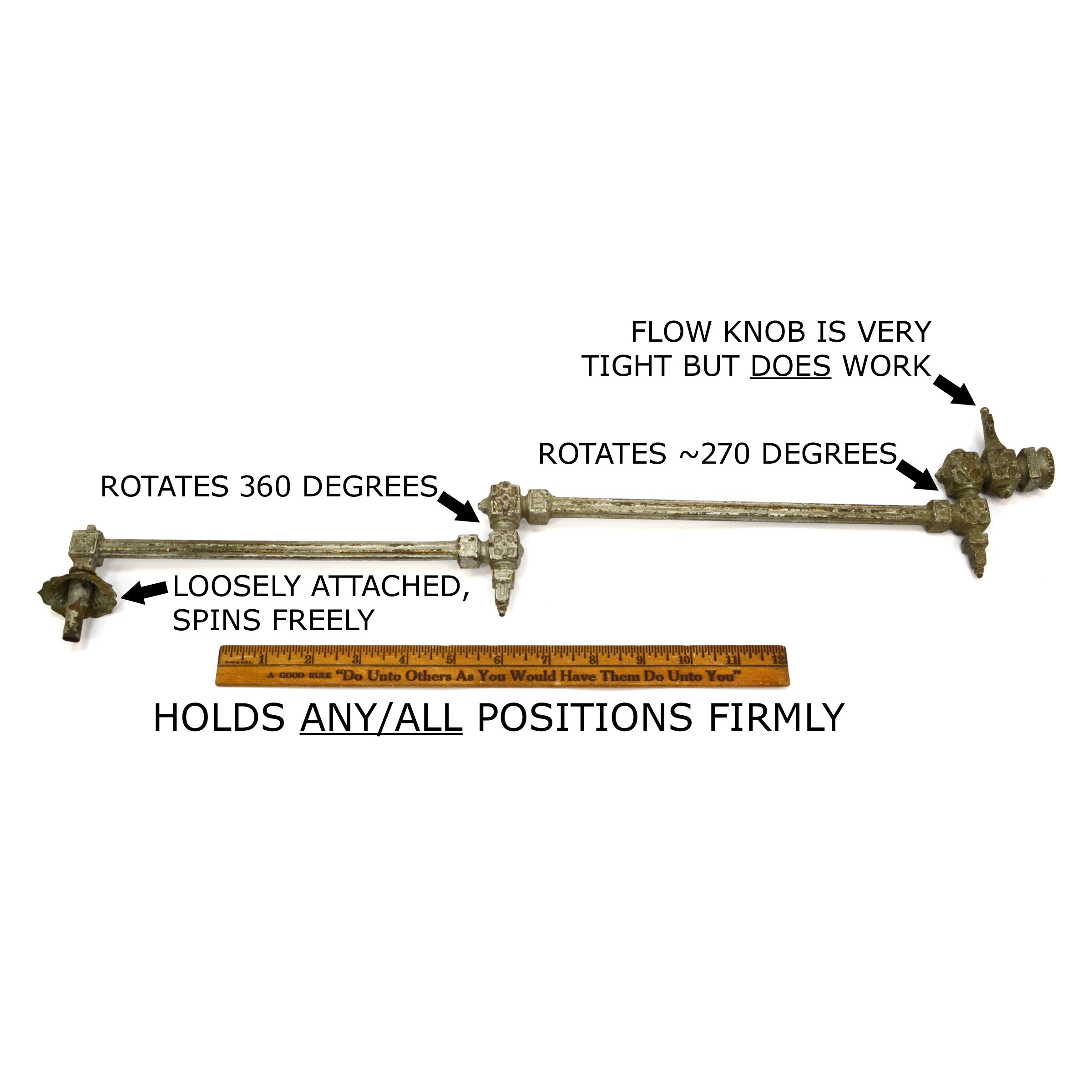 Vintage Ornate Brass Pot Filler Faucet - Double Arm Articulated Kitchen Sink Faucet - Antique Salvaged Hardware - Perfect for Farmhouse & Victorian Style Kitchens