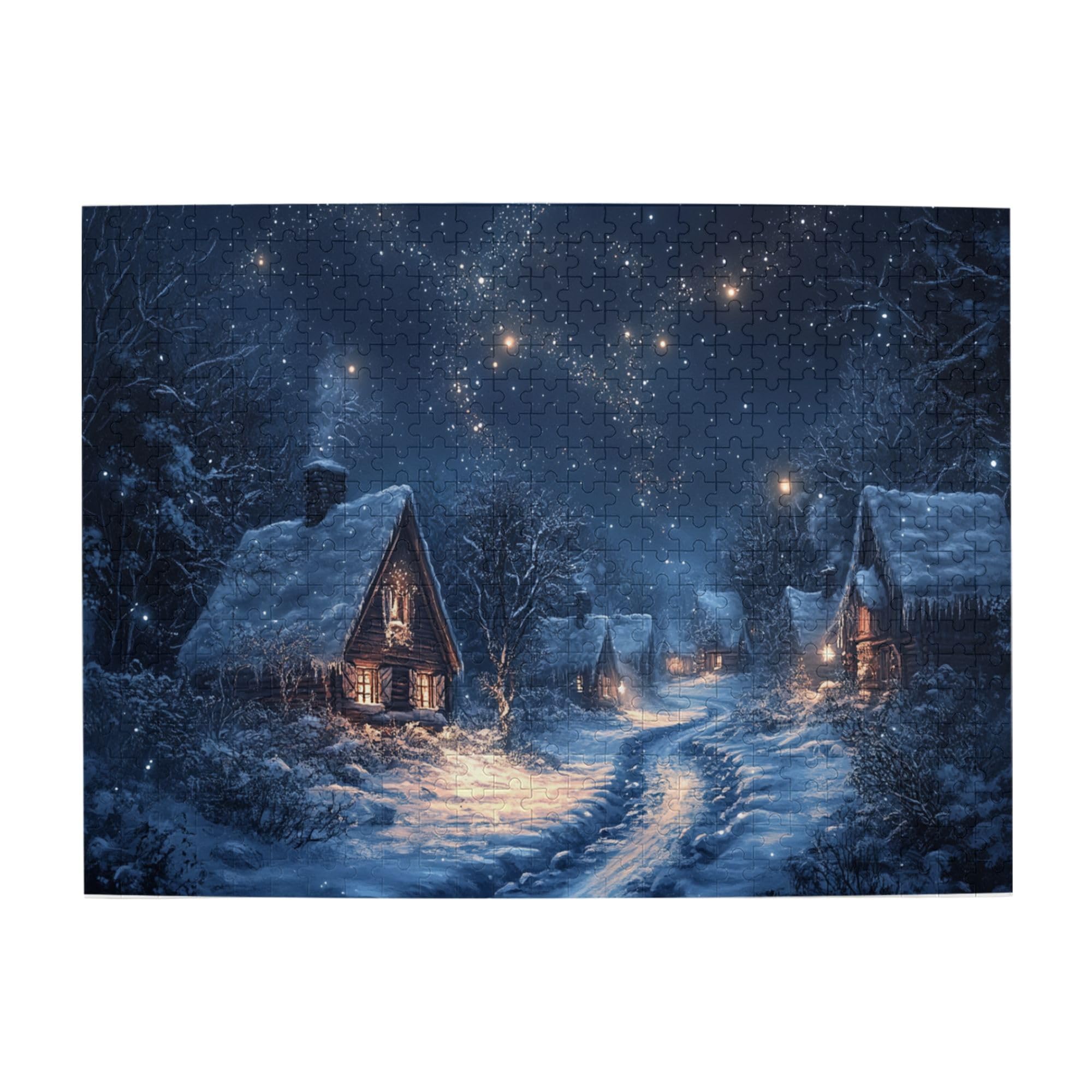 500-Piece Winter Village Wooden Jigsaw Puzzle for Adults - Holiday Christmas Scenery Puzzle Game for Mind & Body Relaxation - Perfect for Family Game Nights, Christmas Party Activities & Winter-Themed Decor