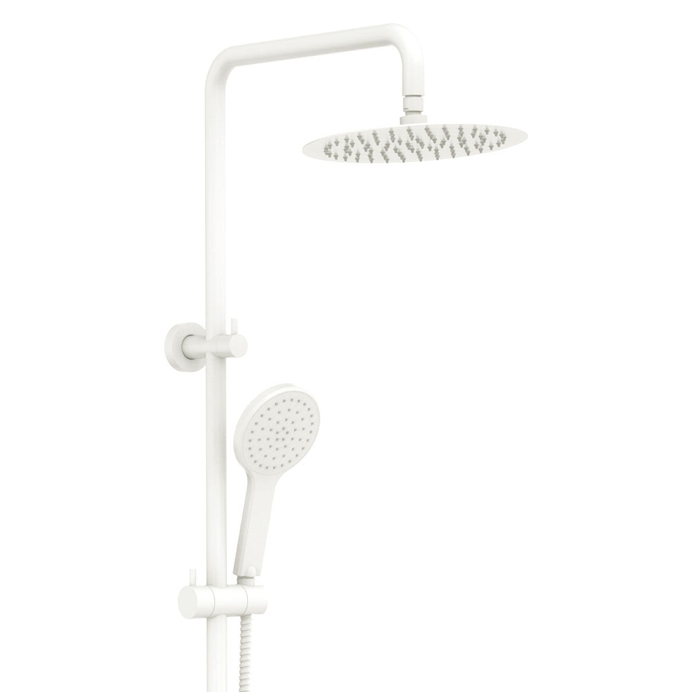 Fienza 455109MW Kaya Twin Shower Head in Matte White - High Pressure Rainfall & Handheld Combo for Luxurious Spa Experience at Home
