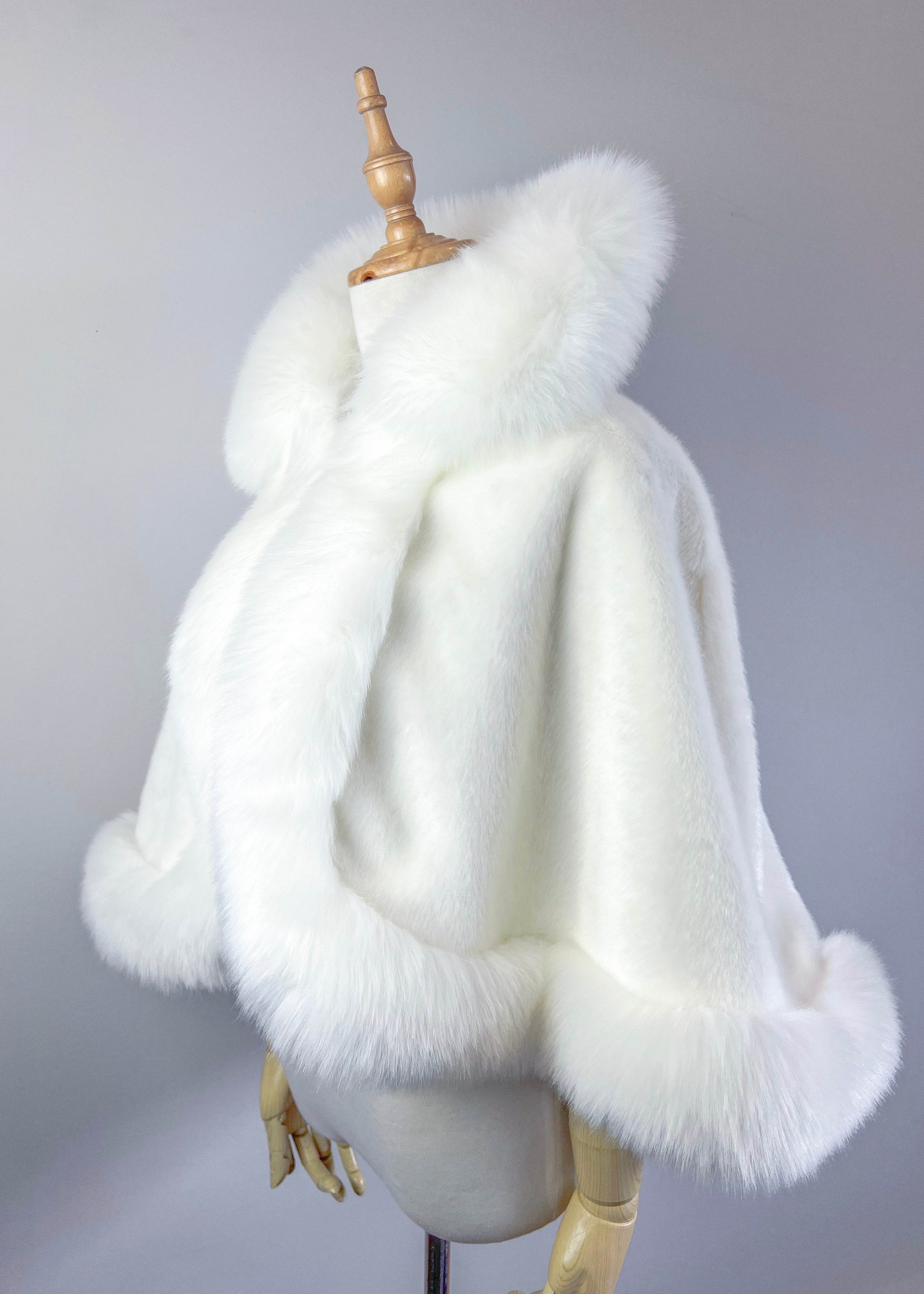 Ivory White Fur Cape - Elegant Winter Shawl for Women (Jennifer Wht01) | Perfect for Weddings, Parties & Formal Events