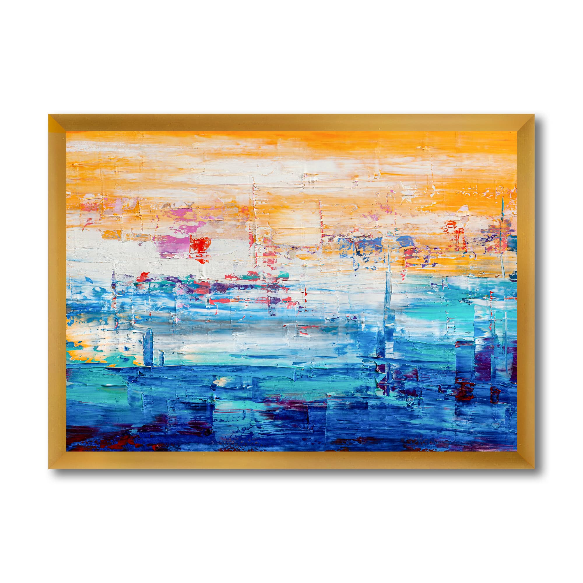 Orange Meets Blue Abstract Modern Framed Wall Art - Contemporary Home Decor for Living Room, Bedroom & Office - Perfect Gift for Housewarming & Interior Design