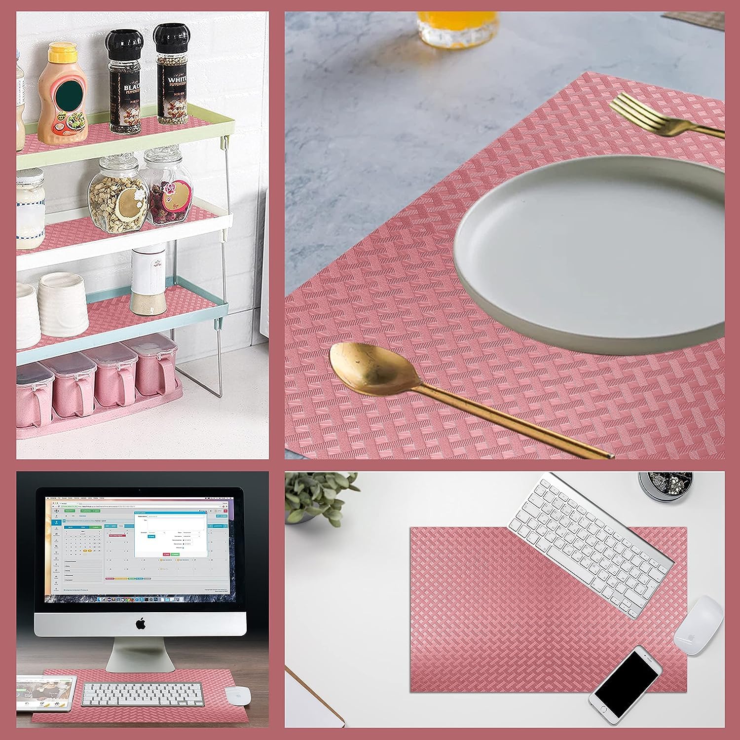 GripEasy 45cm x 4m Peach EVA Shelf Liner for Kitchen Drawer & Cabinet - Food Grade