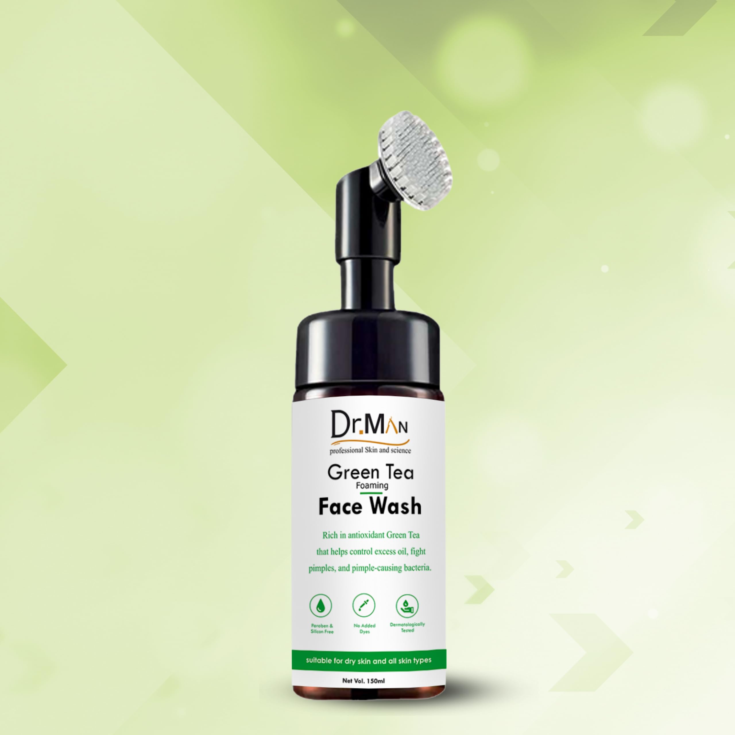 Dr.Man Professional Green Tea Foaming Face Cleanser - 150ml Deep Cleansing for Acne & Oily Skin - Gentle Daily Facial Wash for Men & Women - Perfect for Morning & Night Skincare Routine