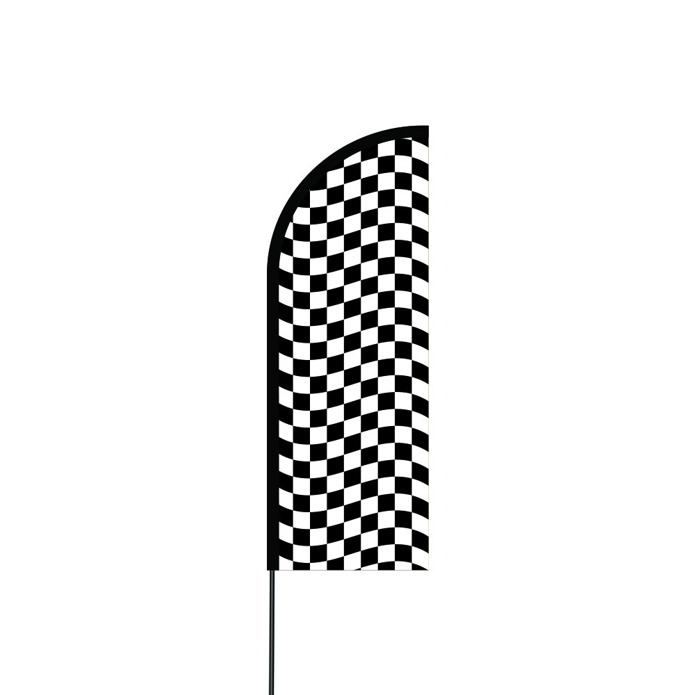 AAA Premium Outdoor Advertising Flex Banner & Swooper Feather Flag - 11ft Carbon Composite Pole Kit with Ground Spike - Perfect for Marketing, Trade Shows, Events & Outdoor Promotions - Wavy Checkered Design for Eye-Catching Brand Visibility
