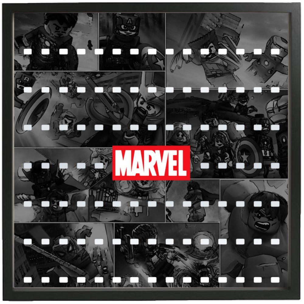 Black Comic Large Frame for Lego® Marvel Super Heroes Minifigures - Display & Protect Your Collectible Figures - Perfect for Home Decor, Office Display & Gift Giving