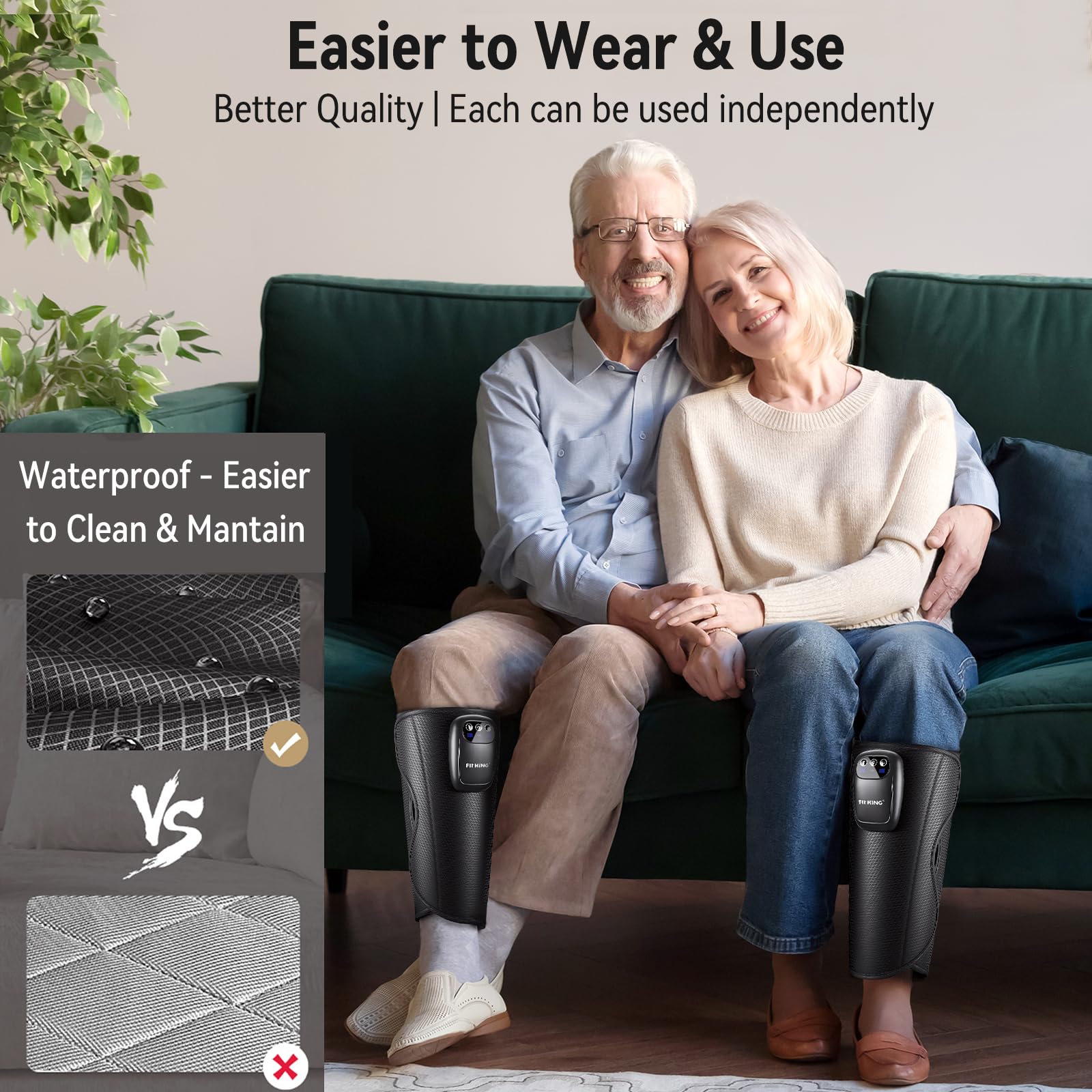 FIT KING Upgraded Cordless Calf Massager for Circulation & Pain Relief - Rechargeable Leg Massager with 3 Intensity Modes for Relaxation & Fast Recovery - Perfect Gift for Athletes, Parents (FSA/HSA Eligible) - Ideal for Post-Workout Recovery, Office Relaxation & Home Use