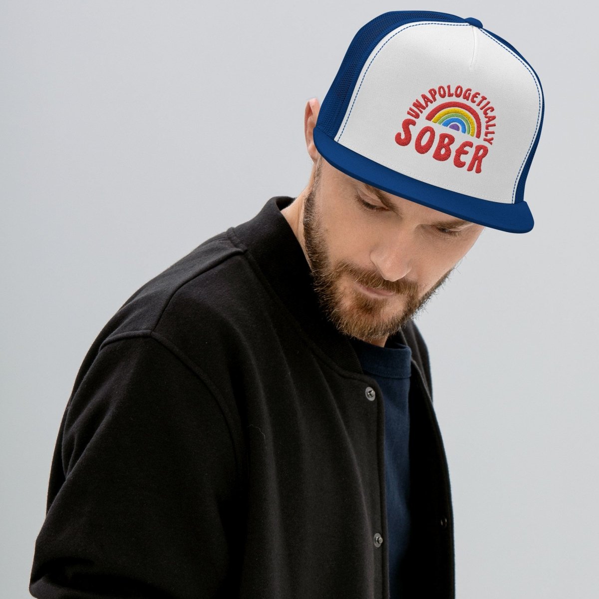 Unapologetically Sober Embroidered Trucker Hat - Stylish Recovery Support Cap for AA Meetings & Sober Living - Perfect for Addiction Recovery Gifts & Sober Life Celebration