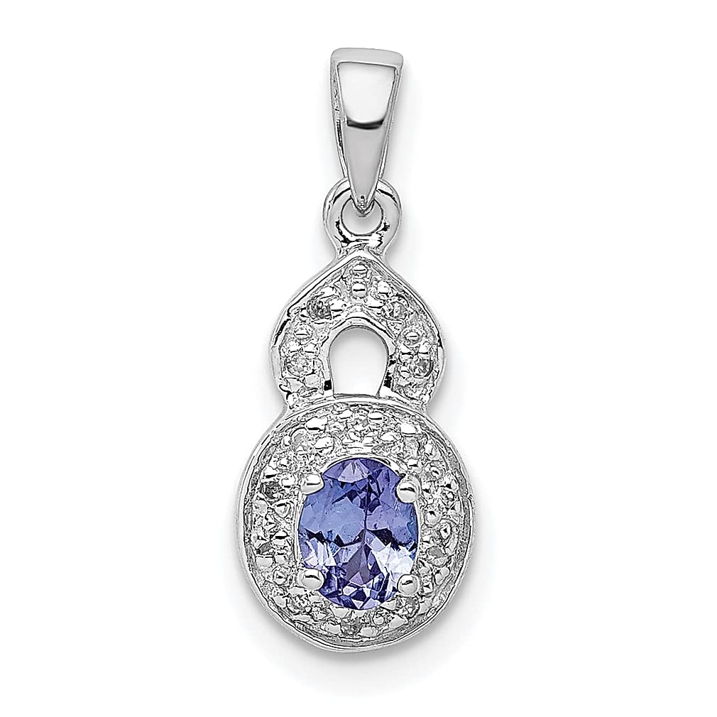 925 Sterling Silver Blue Tanzanite & Diamond Pendant Necklace for Women - Elegant Gemstone Jewelry Gift for Her - Perfect for Anniversaries, Birthdays & Special Occasions