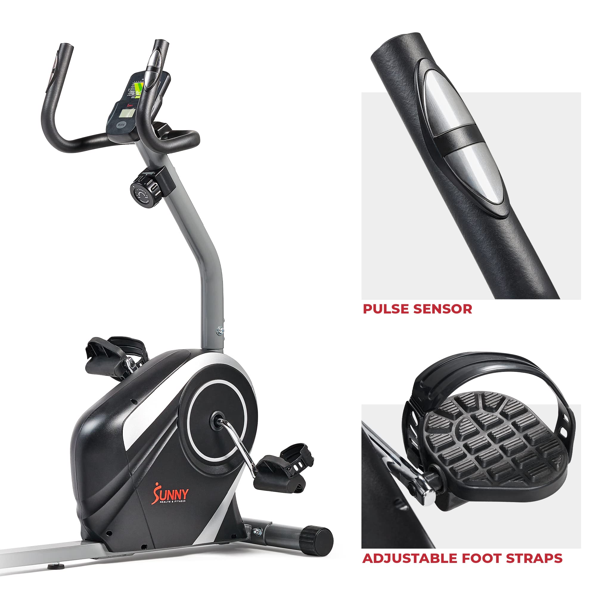 **Sunny Health & Fitness SF-RB4616 Magnetic Recumbent Exercise Bike with 300 lbs Weight Capacity, Adjustable Seat, LCD Monitor & Heart Rate Tracking - Ideal for Home Gym, Low-Impact Cardio & Rehabilitation**