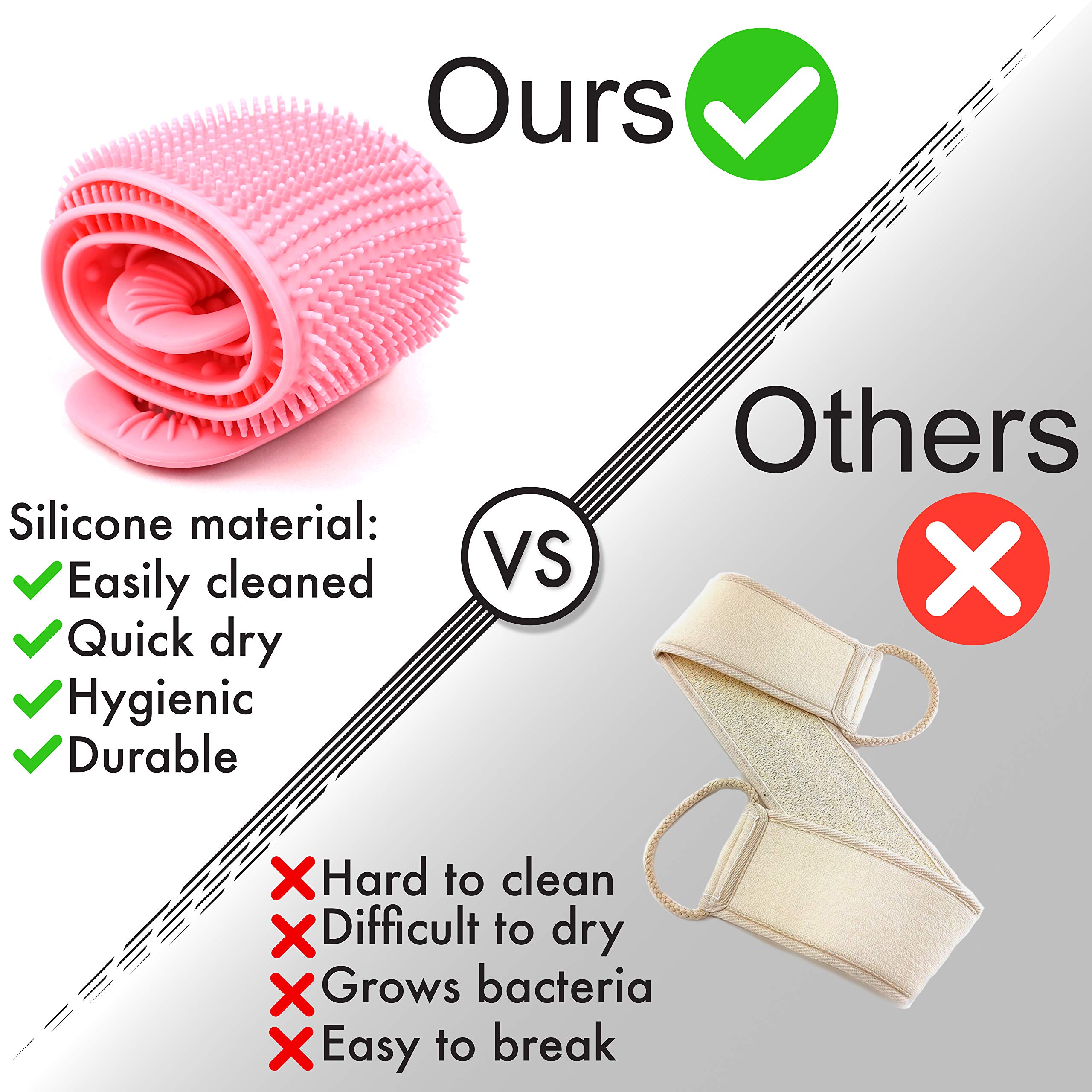 Chafful Silicone Back Shower Scrubber - Exfoliating & Massage Belt Brush for Men & Women - Perfect for Deep Cleaning, Relaxation & Skin Care in Bath or Shower