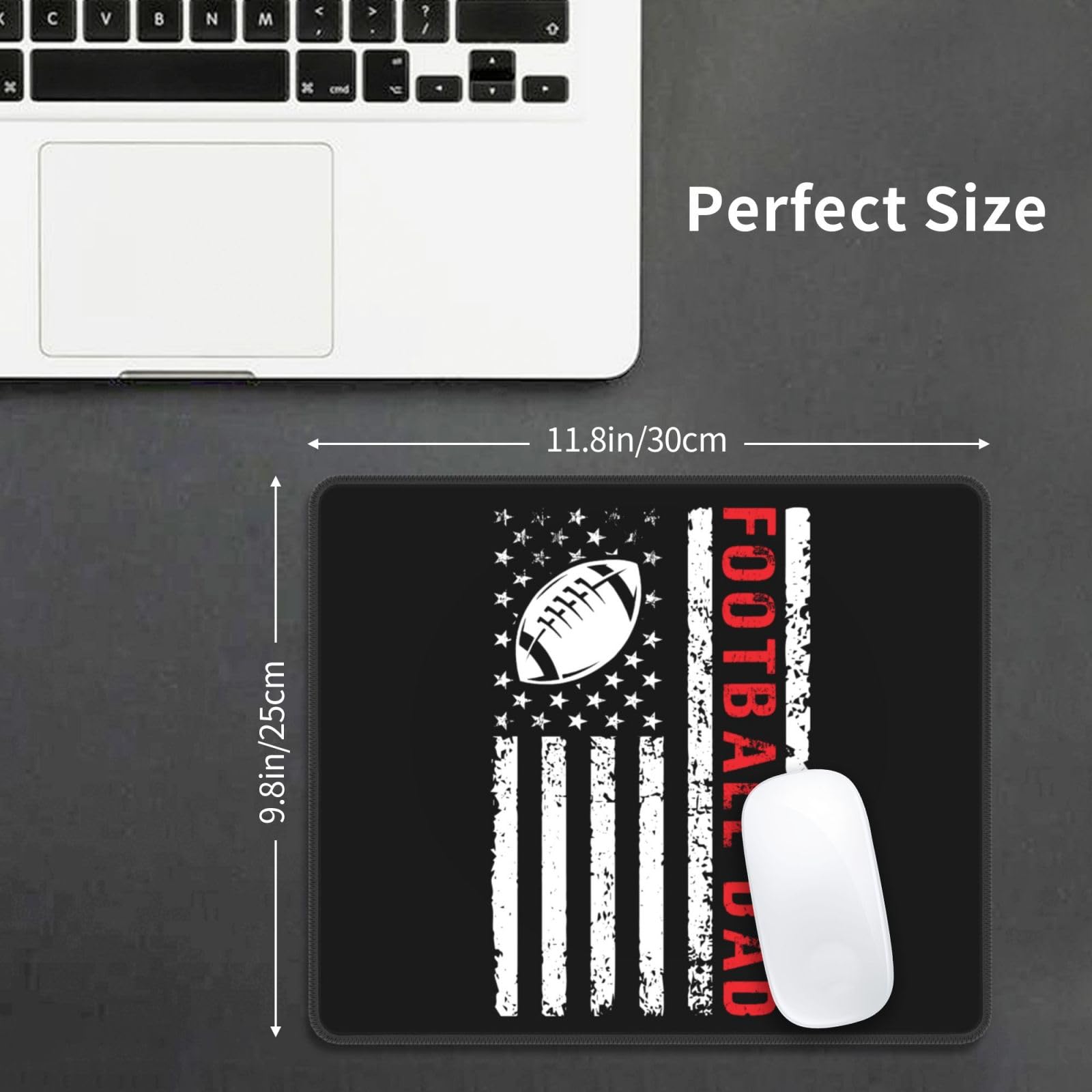 SIYTUAU USA Flag American Football Mouse Pad - Waterproof Non-Slip Rubber Gaming Mousepad (10x12 inches) for Laptop, Office & PC - Perfect for Sports Fans & Gamers
