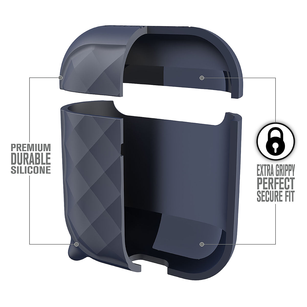 Premium AirPods 1st & 2nd Gen Protective Case with Carabiner Clip - Durable Cover for Apple Wireless Earbuds - Perfect for Gym, Travel & Outdoor Activities