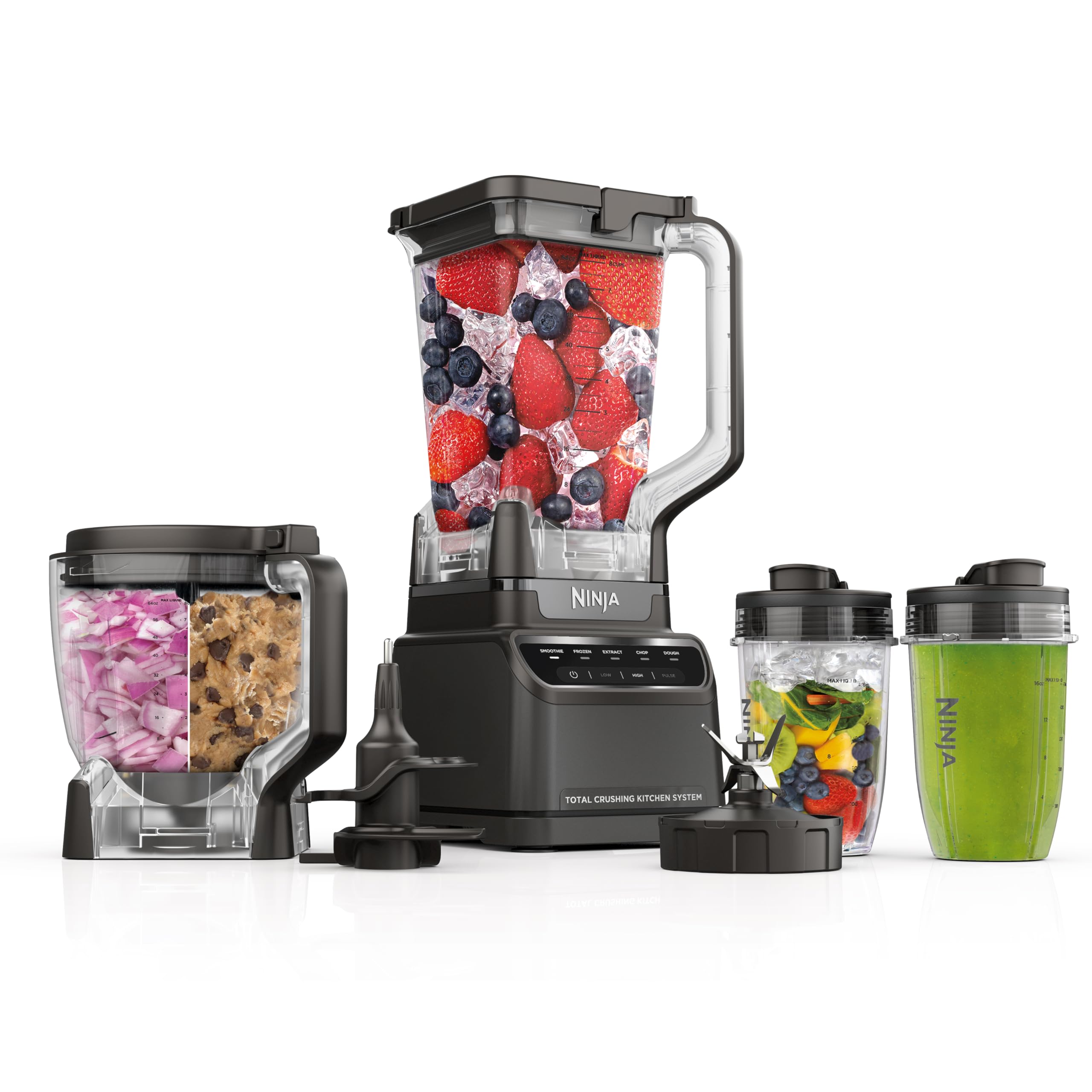 Ninja Blender 1200W - Professional Kitchen System for Smoothies, Frozen Drinks, Food Processing, Dough & Extracting - Includes 8-Cup Pitcher, Food Processor Bowl & Smoothie Cup - BPA-Free, Dark Grey (BR601AMZ) - Perfect for Home Kitchens, Healthy Smoothies & Meal Prep