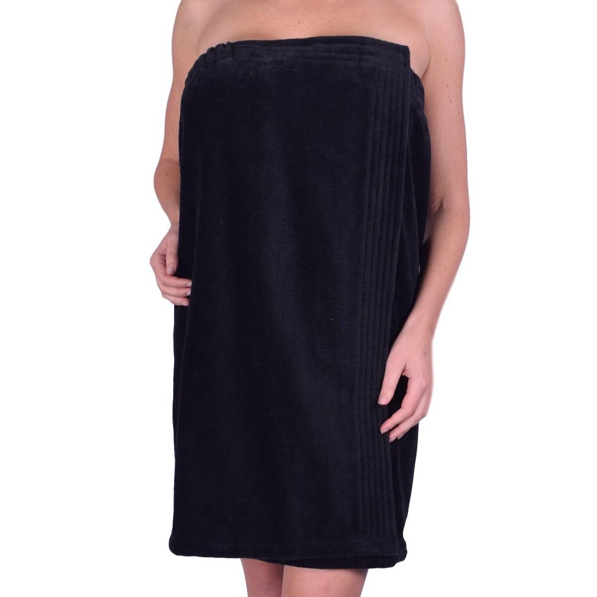 Anatolian Women's Body Wrap Towel - 100% Turkish Cotton Adjustable Cover Up for Beach, Spa, Gym, Bath & Pool - Soft & Absorbent - Made in Turkey (Black, 2 Pack) - Perfect for Swimming, Yoga, Lounging & Post-Shower Comfort